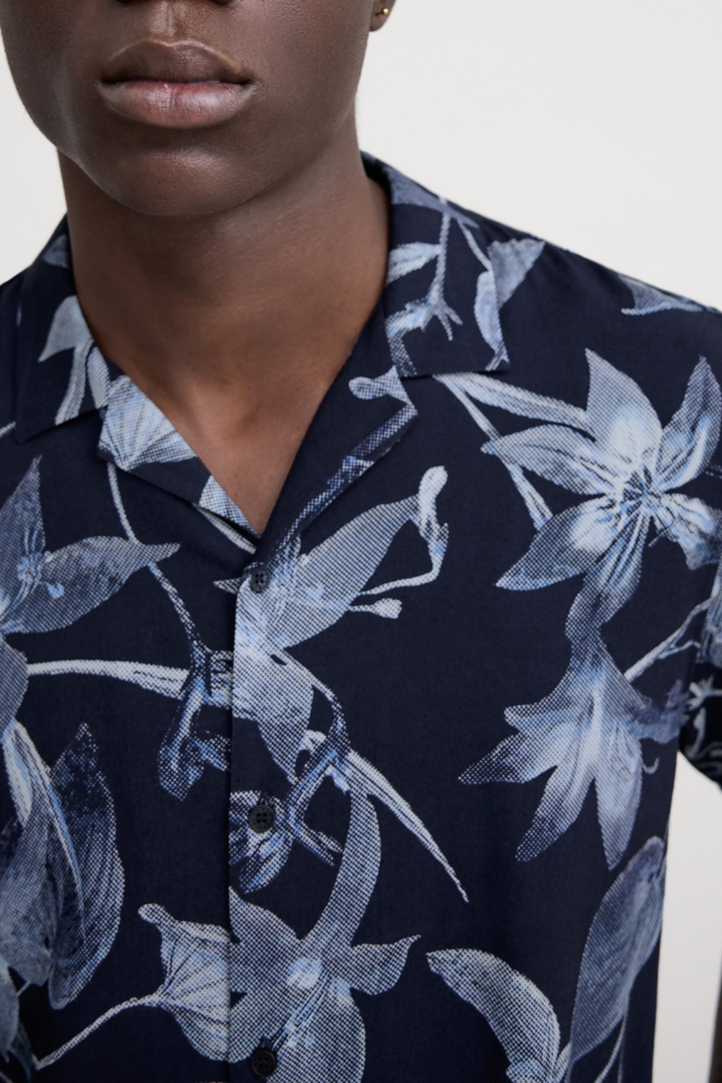 REGULAR INDIGO MAXI LEAF PRINT SHIRT INDIGO 6