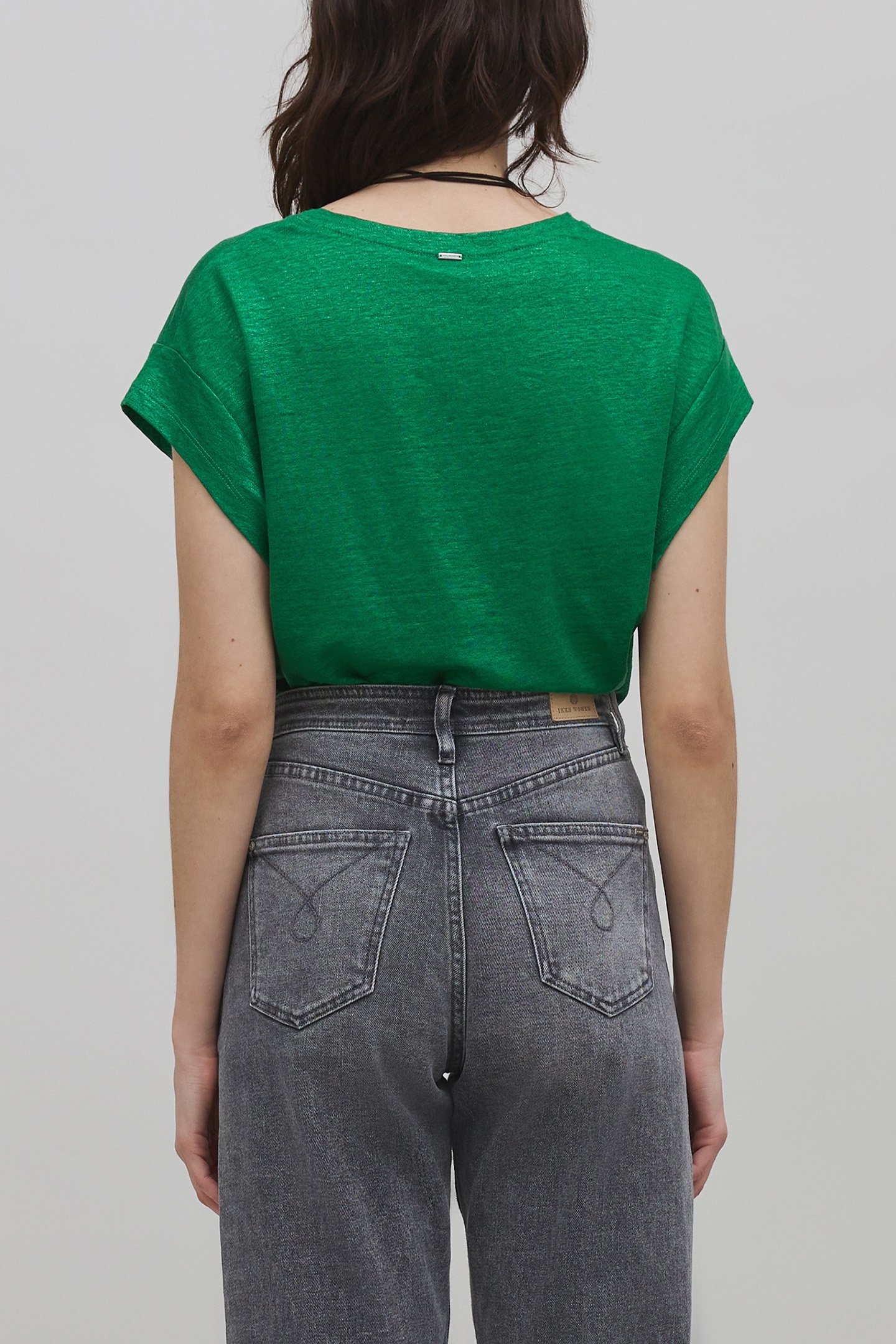 GREEN PRE-KNIT LINEN-FOIL TEE-SHIRT GREEN 2