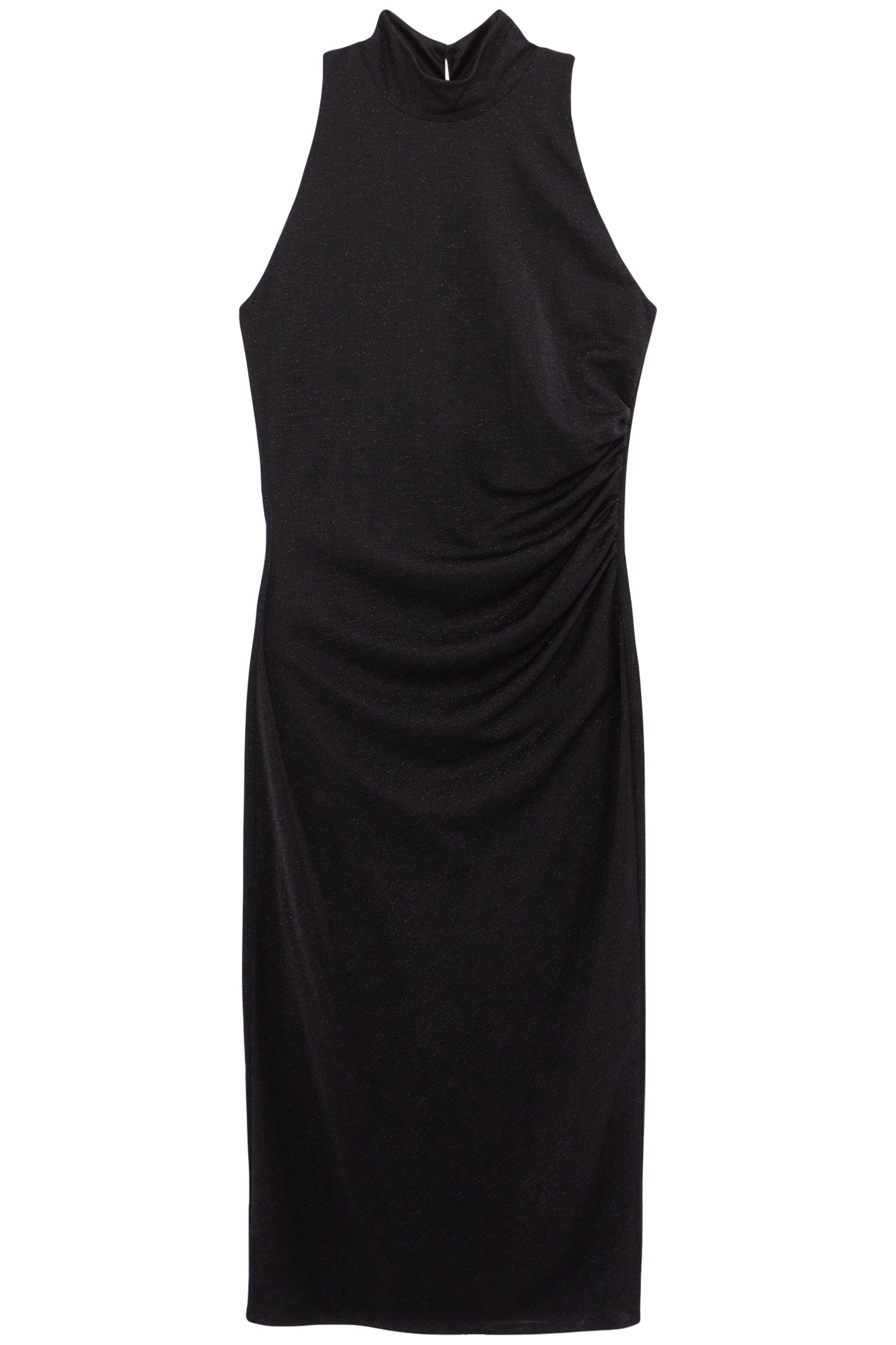 BLACK LUREX MESH DRESS WITH AMERICAN NECKLINE BLACK 3