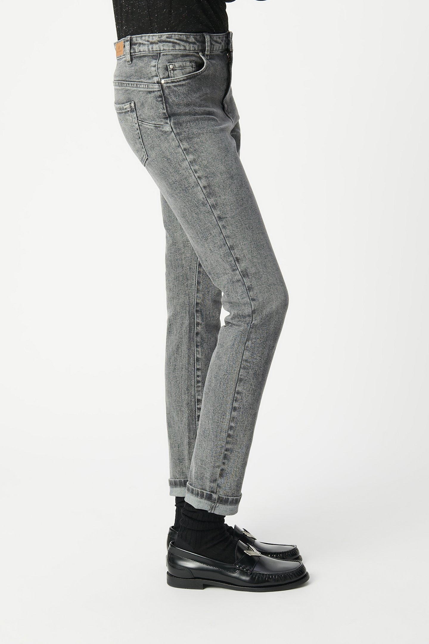 GREY SLIM-FIT PANTS WITH STUD DETAILING GREY 4