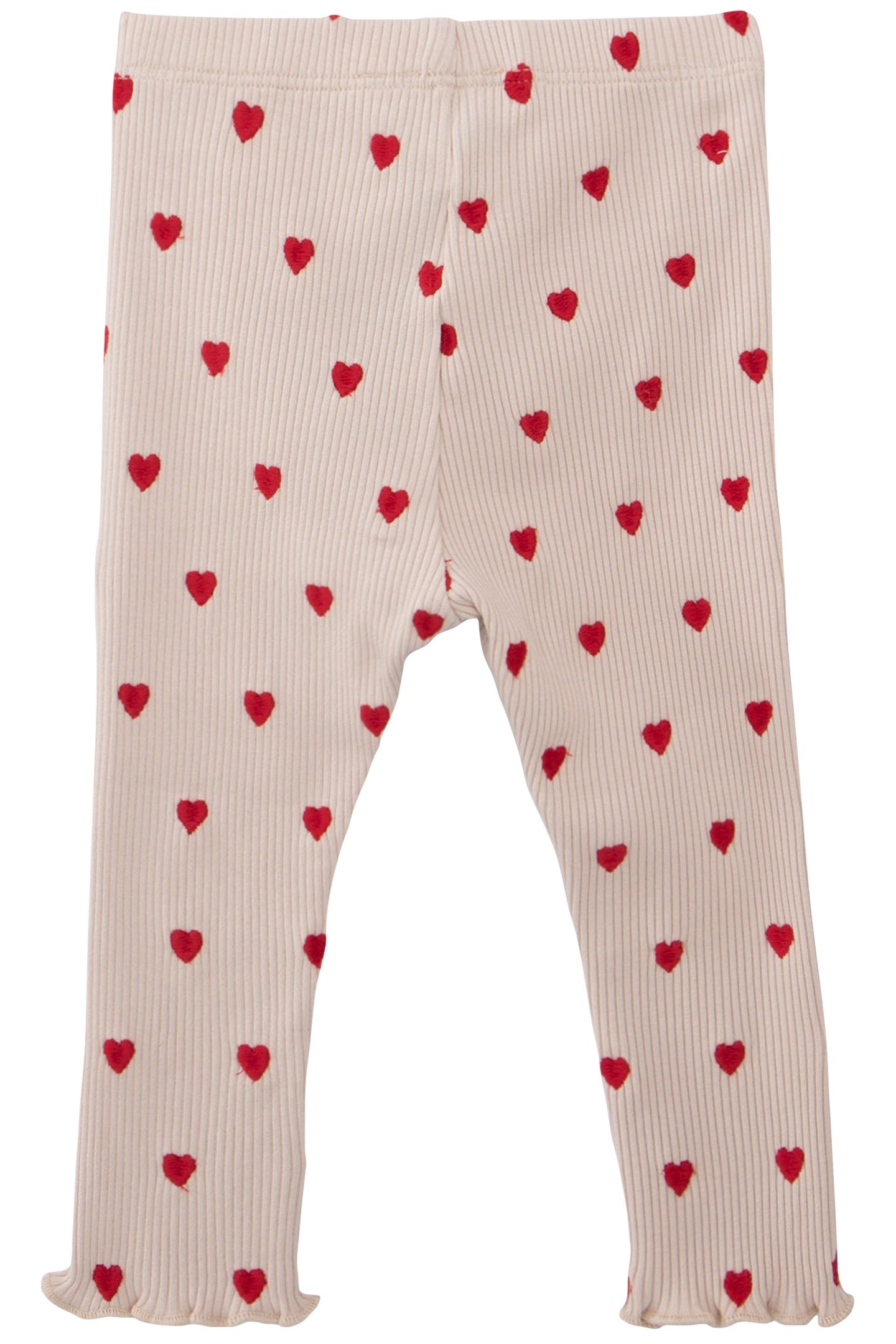 LEGGINGS ECRU EMBROIDERED HEARTS BABY GIRL 2