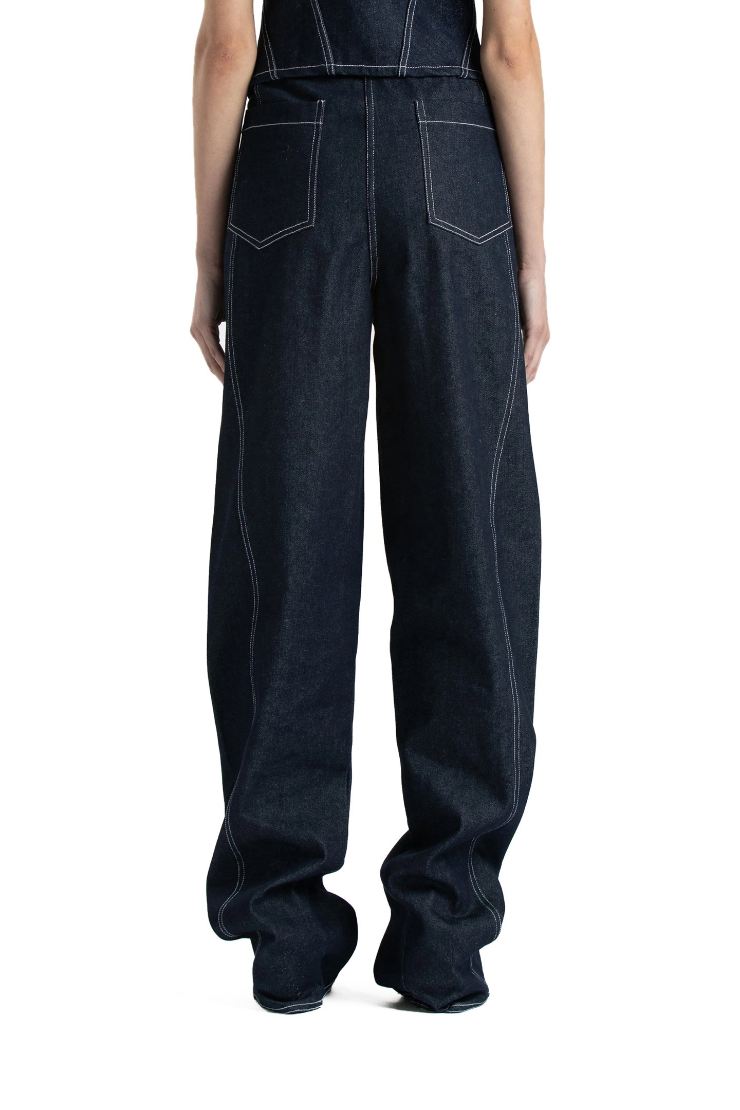 BELTED DENIM TROUSERS NAVY 2