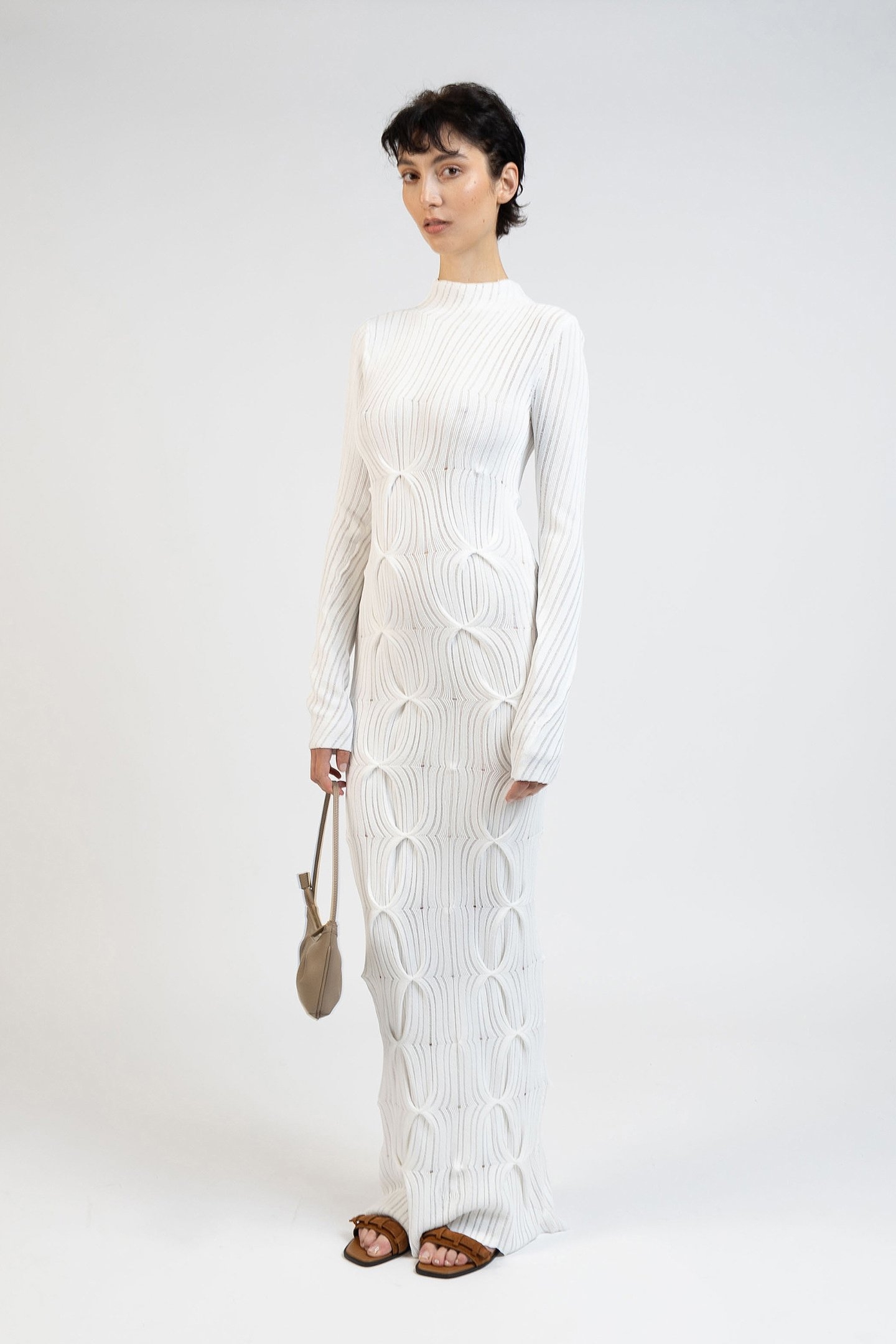 KNIT TURTLENECK DRESS CREAM 3