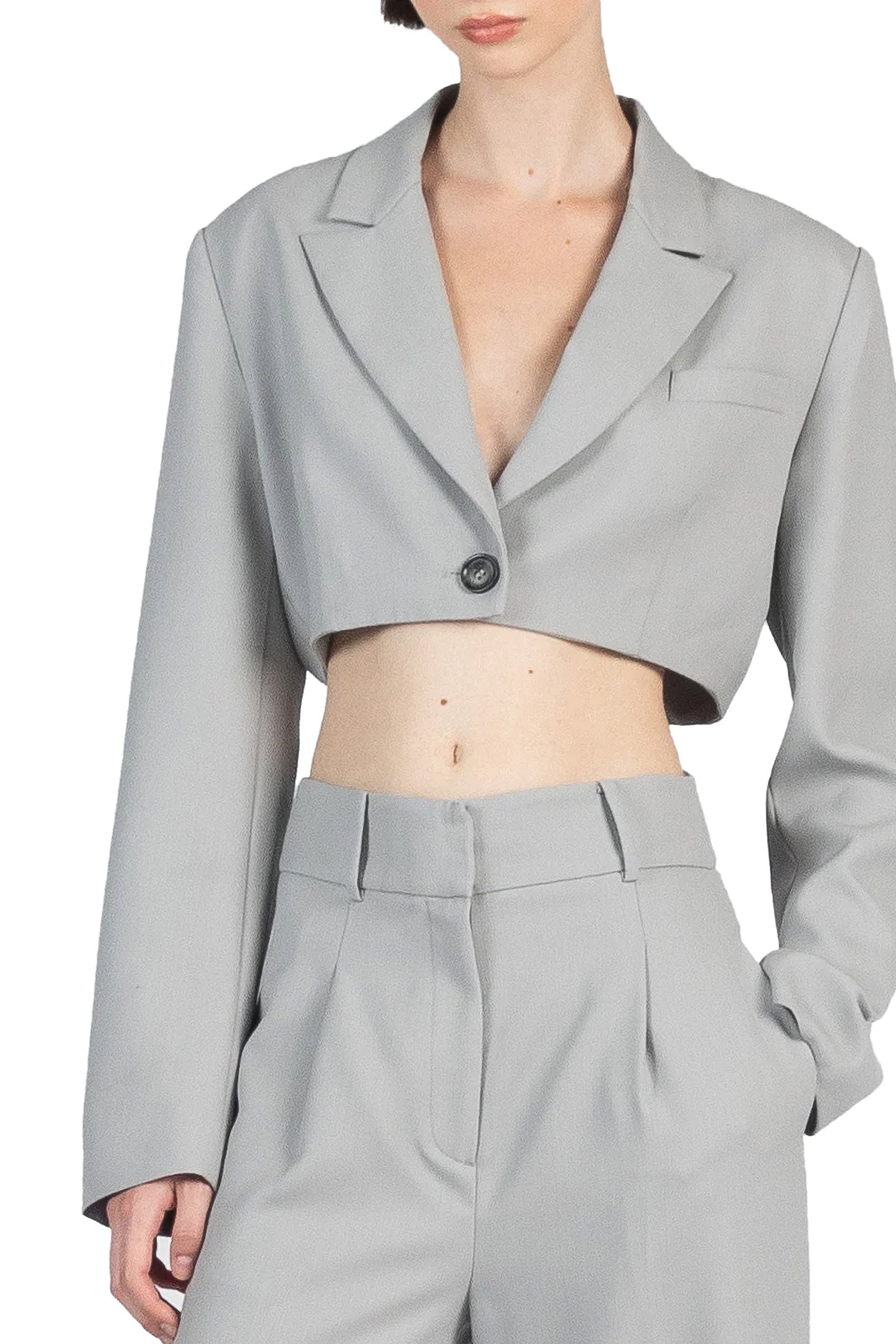 CROPPED TAILORED JACKET GREY 4