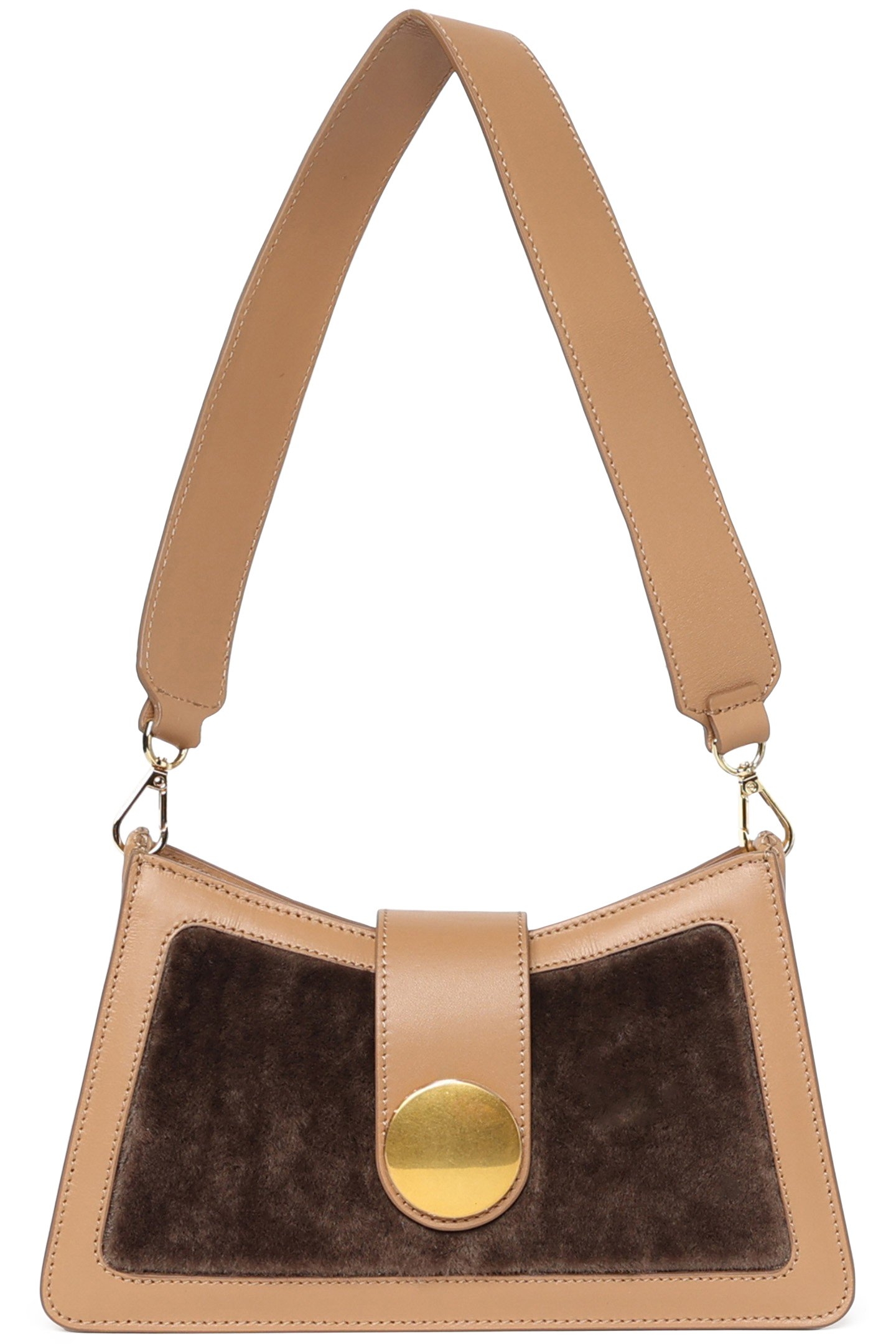 BUCKLE SHOULDER BAG SHEARLING TAUPE/CAMEL 1
