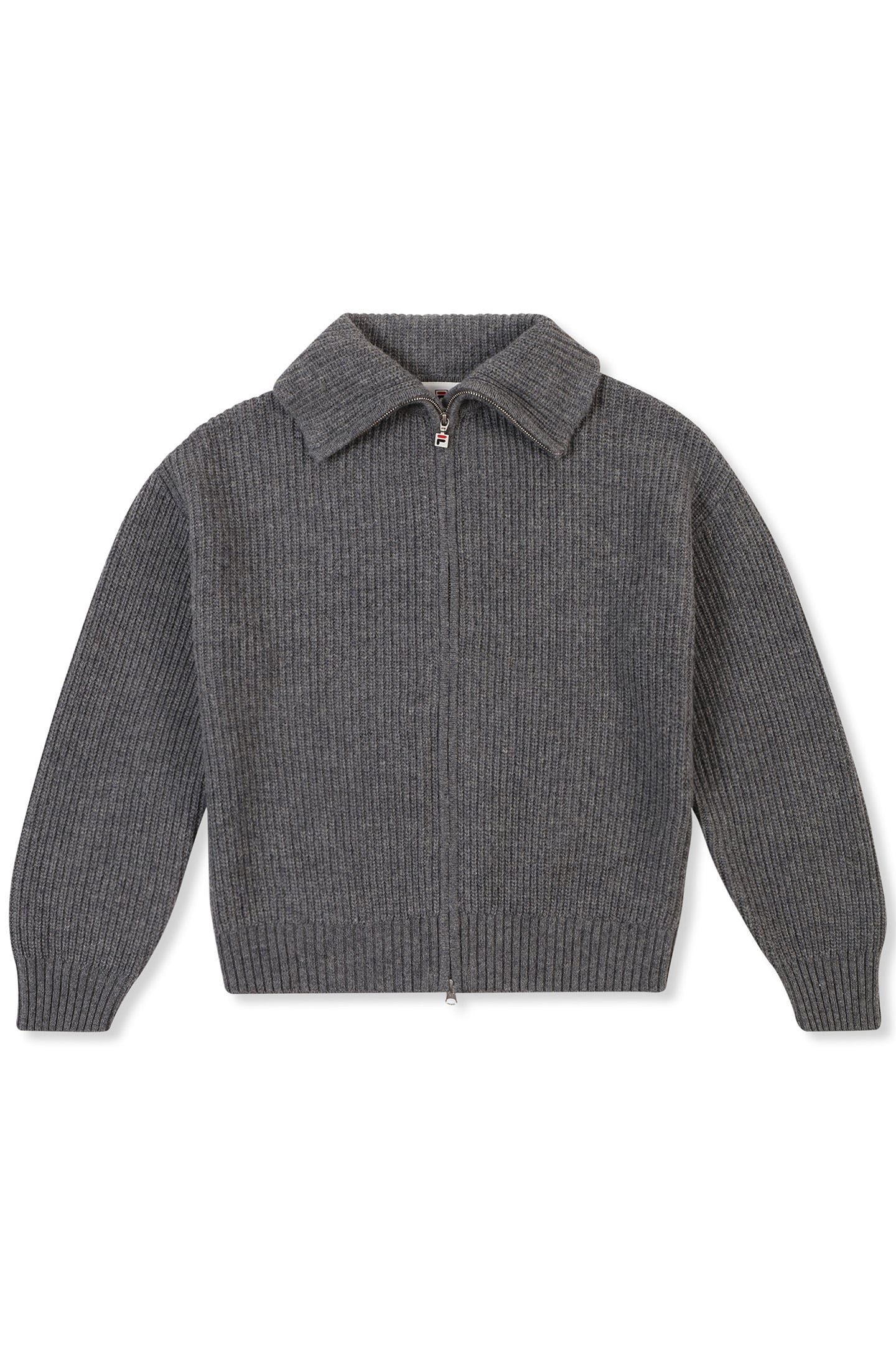 GIOVANNI RELAXED HIGH COLLAR FULL-ZIP KNIT SWEATER GREY MELA 4