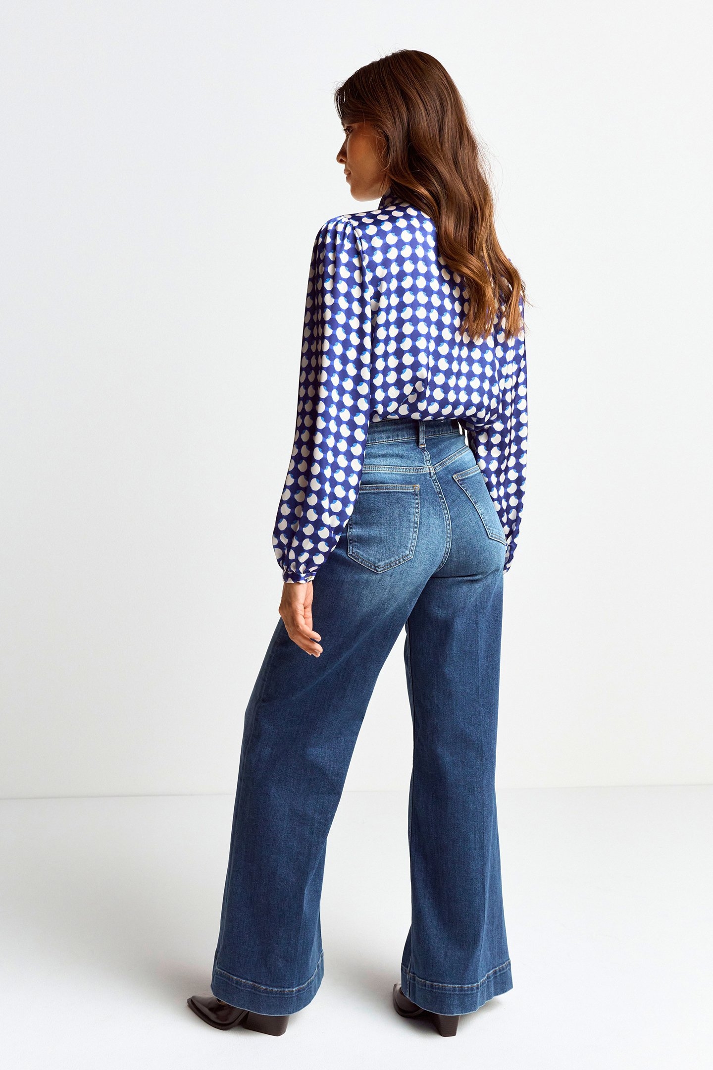 PRINTED BLOUSE WITH BOW MIDNIGHT BLUE 3