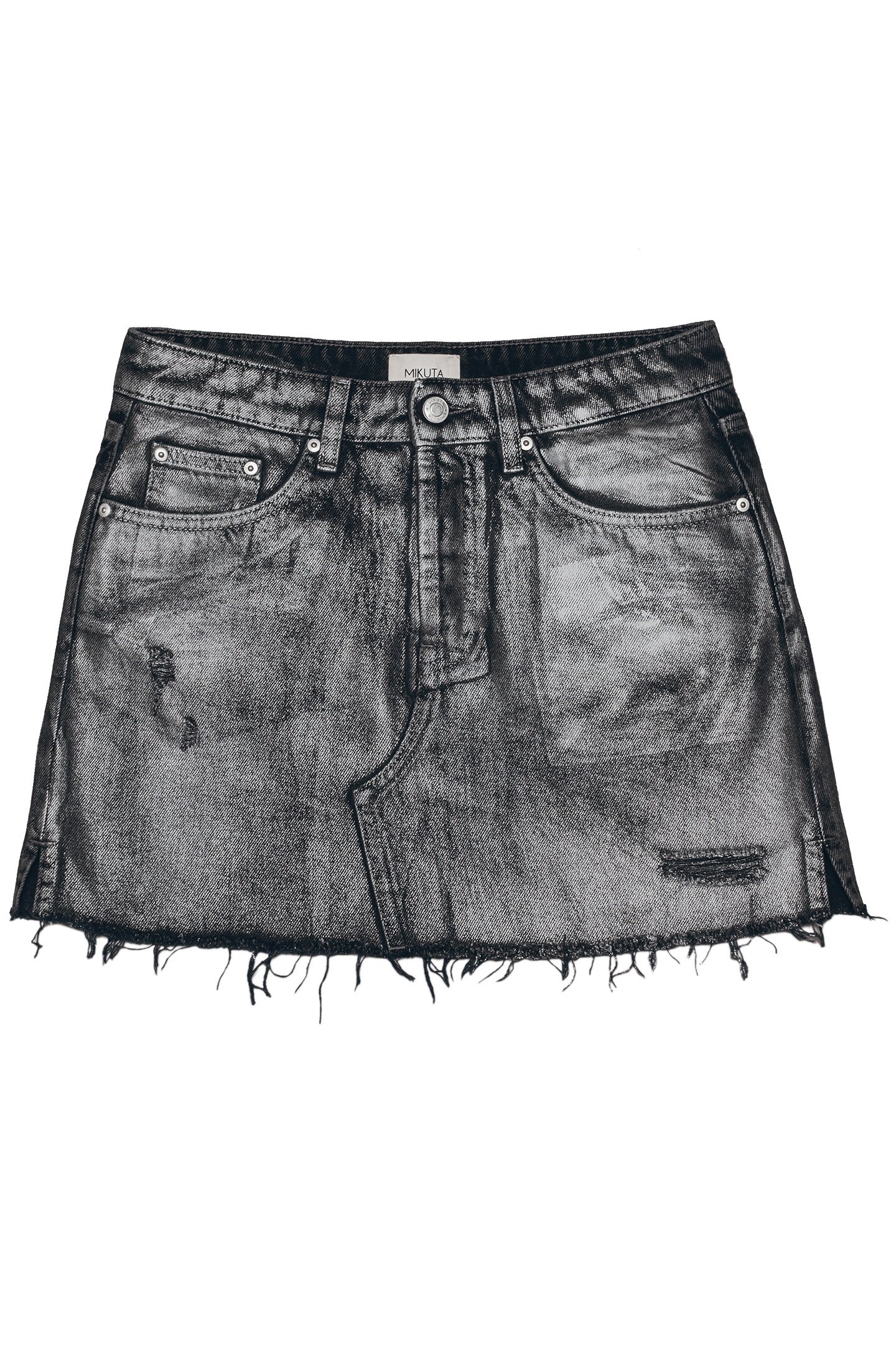 THE BLACK SHIMMER SLIT DENIM SKIRT 1