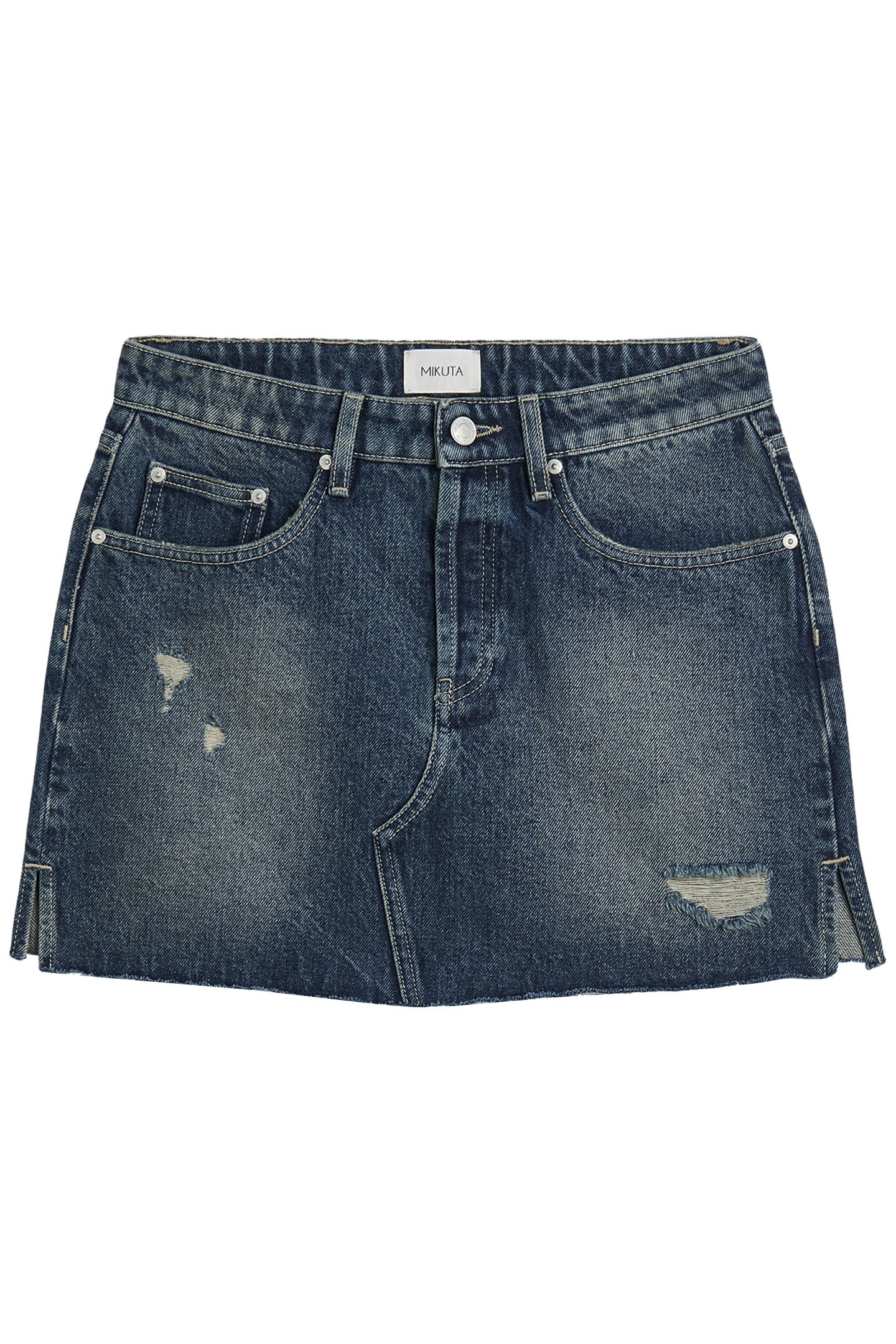 THE DARK BLUE SLIT DENIM SKIRT 2