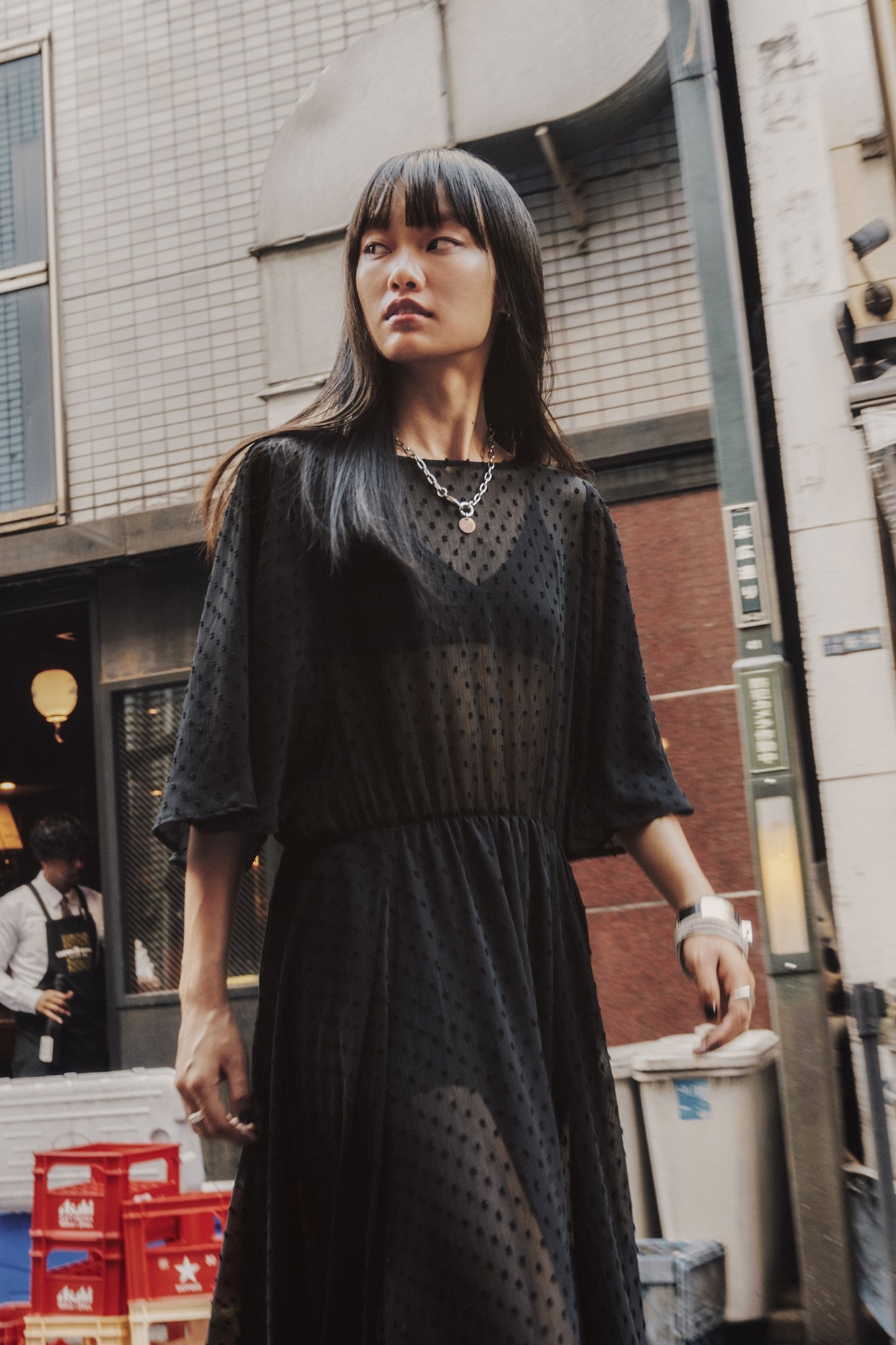 THE BLACK LONG RUFFLE DRESS 3