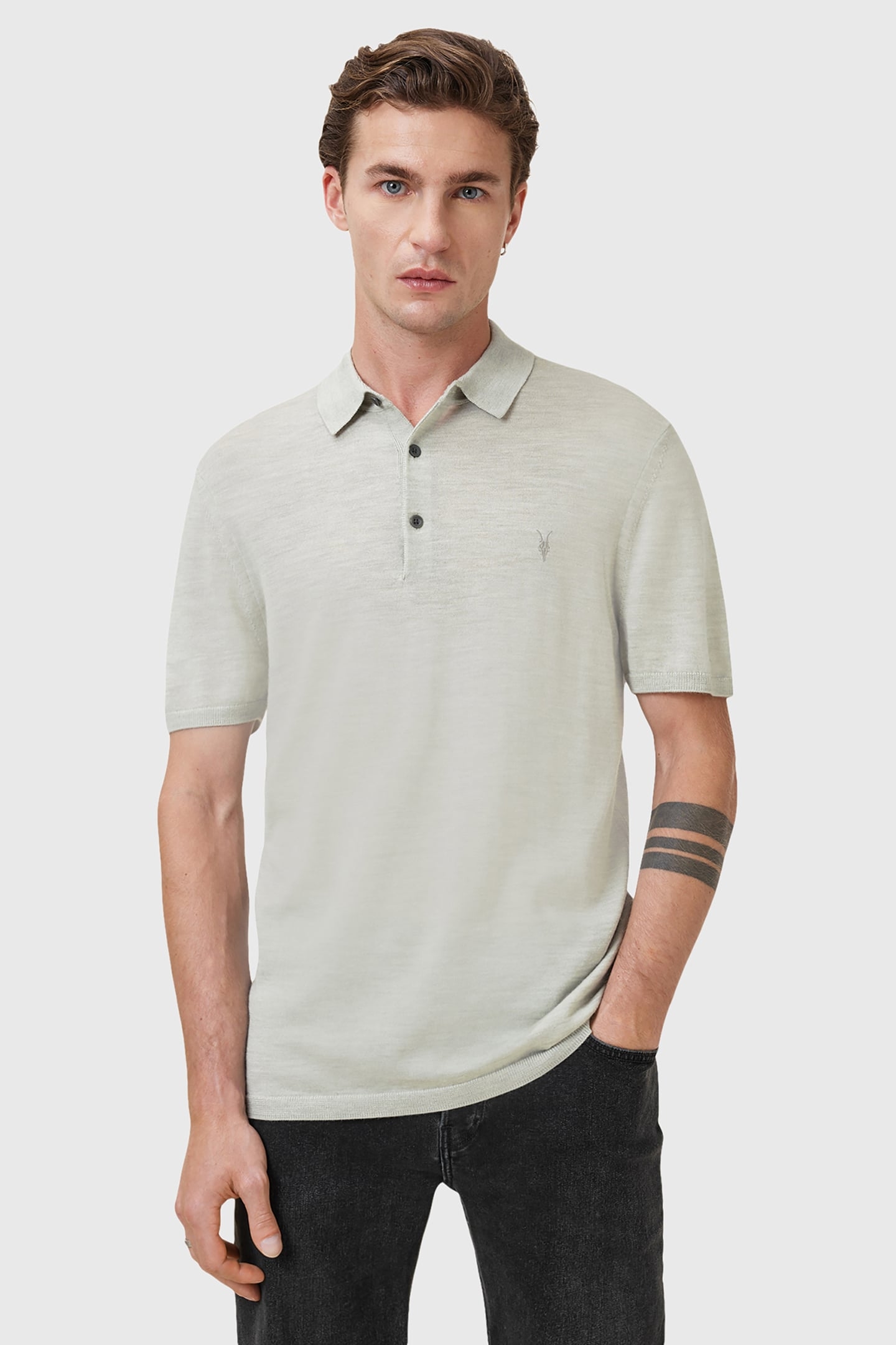 MODE MERINO SS POLO SLATE GREEN 1