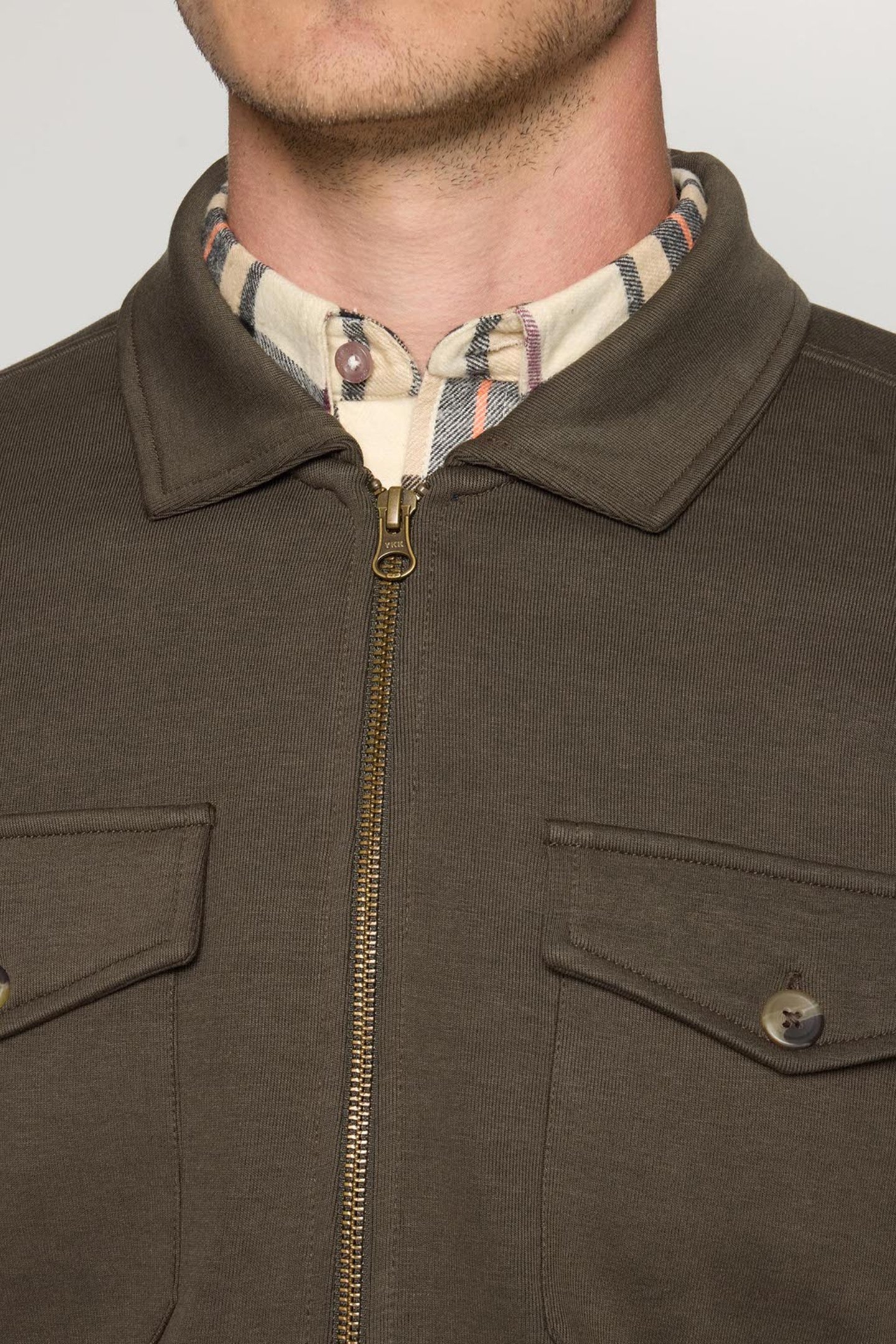 BERTLESI ZIP OVERSHIRT GREEN WOOD 6