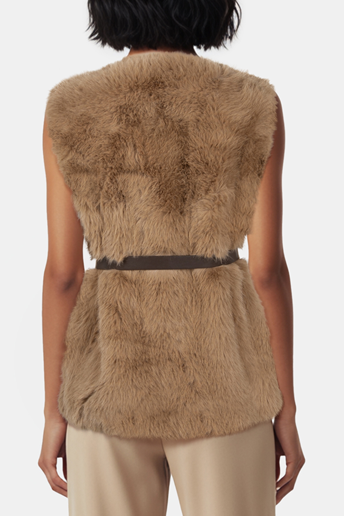 CHLOE FUR VEST HERB TAN MULTI 2