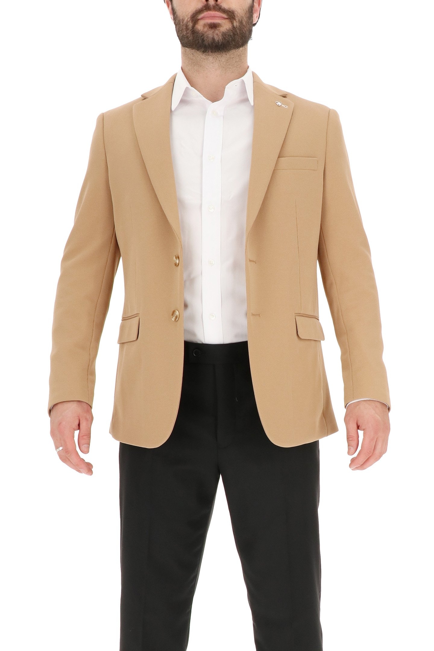 2 BUTTON JACKET TEXTURED KNIT CAMEL 3