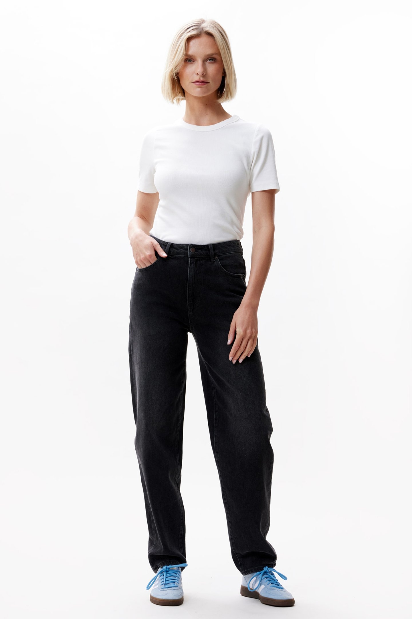 BARREL FIT JEANS WASHED BLACK 1