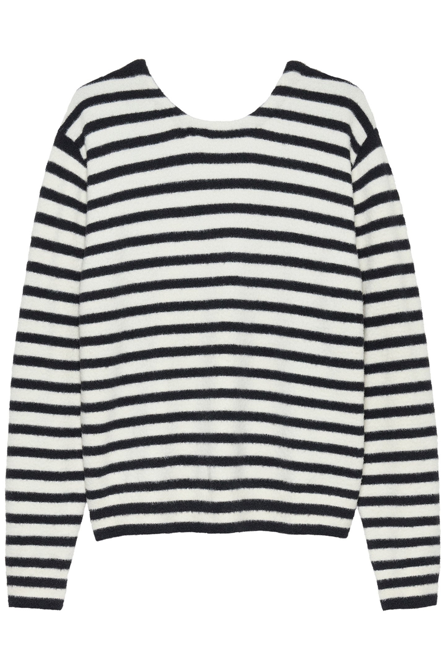 STRIPED SOFT KNIT WITH VNECK BLACK 5