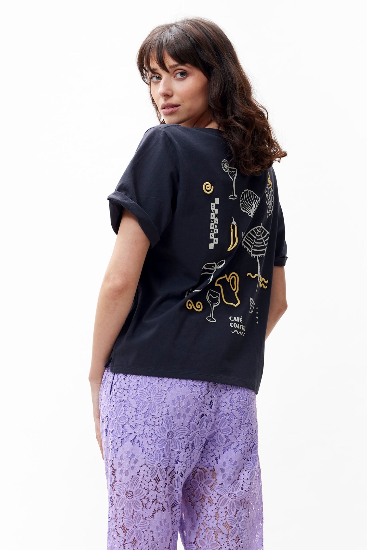 GRAPHIC ROLL UP SLEEVE TSHIRT DARK GREY 2