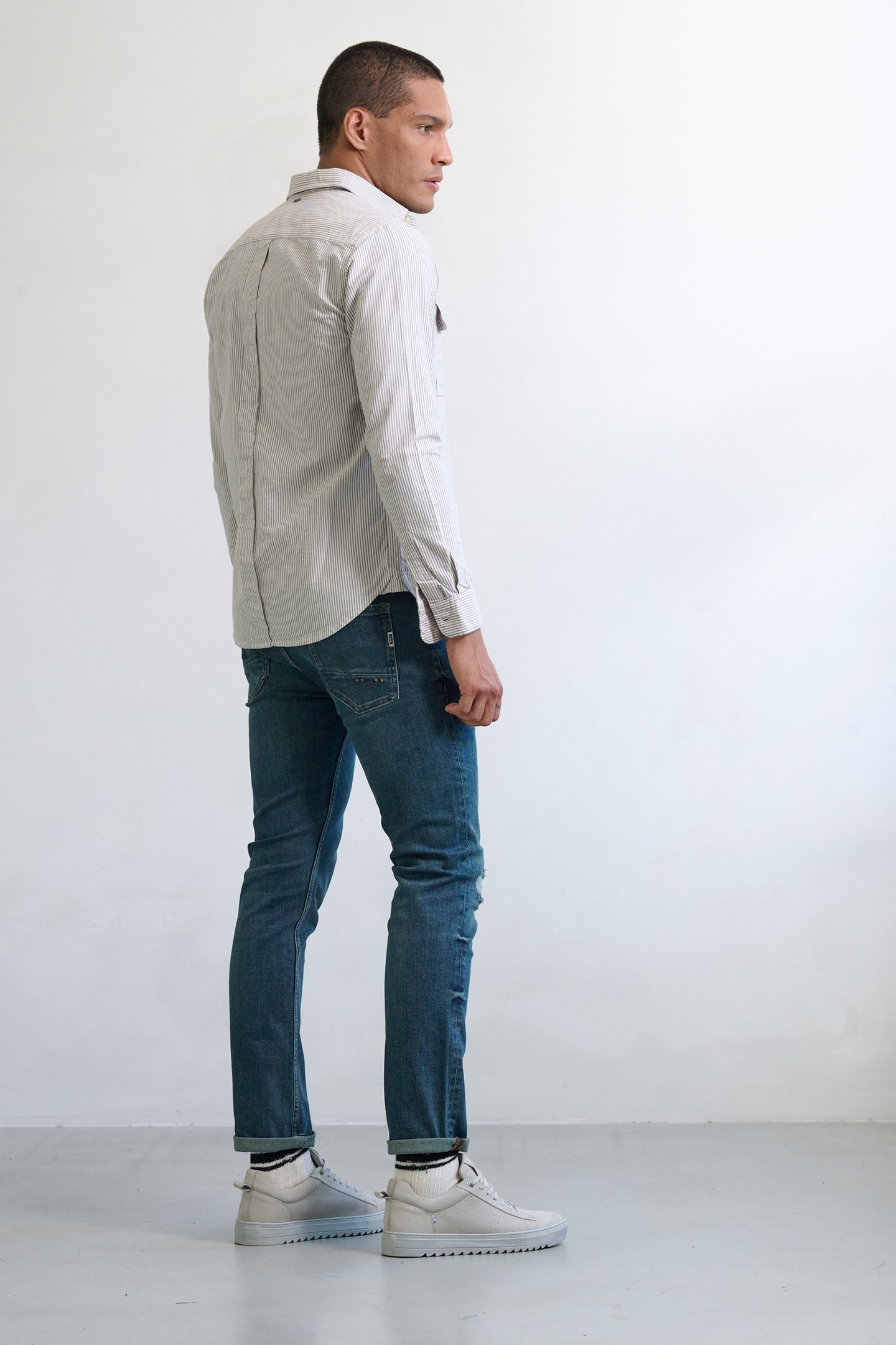 J.C. RAGS RUSTER CASUAL OVERHEMD LANGE MOUW BERRY STRIPE 4