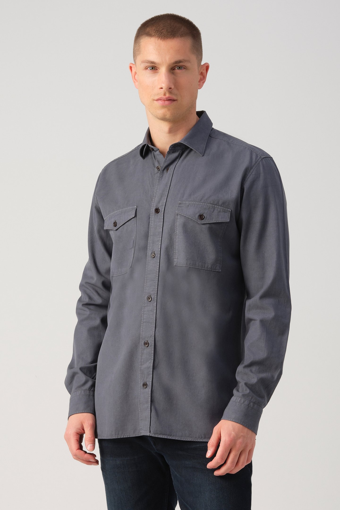 J.C. RAGS RHILEY CASUAL OVERHEMD LANGE MOUW OMBRE BLUE 1