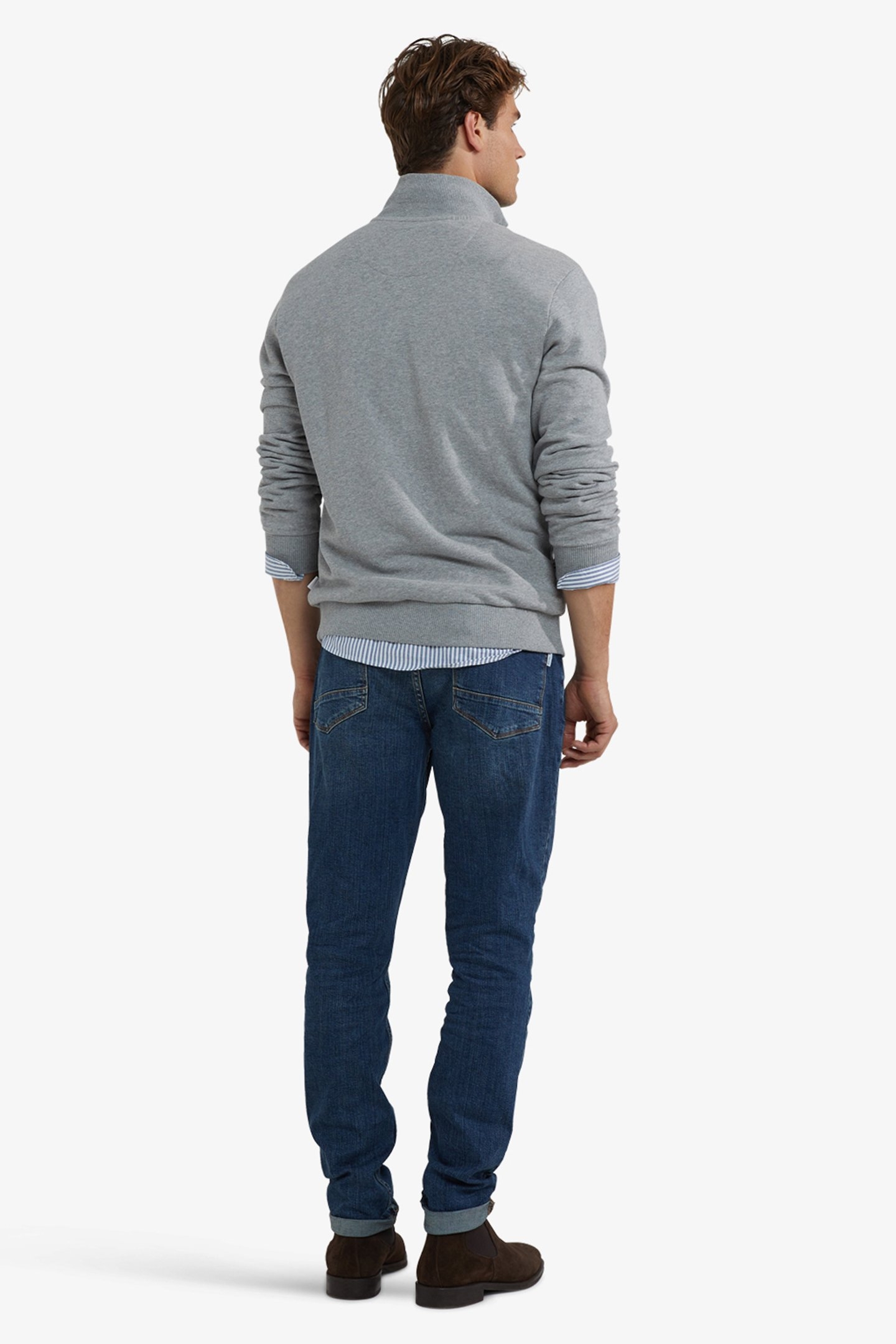 ZIP MOCK SWEATSHIRT MEDIUM GREY MELANGE 3