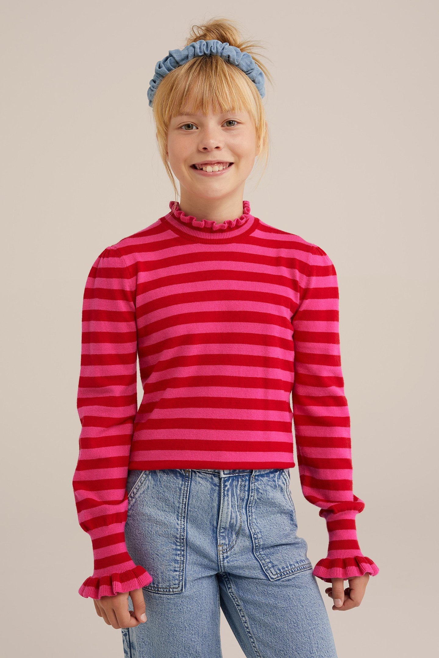 GEBREIDE TRUI BRIGHT PINK 1