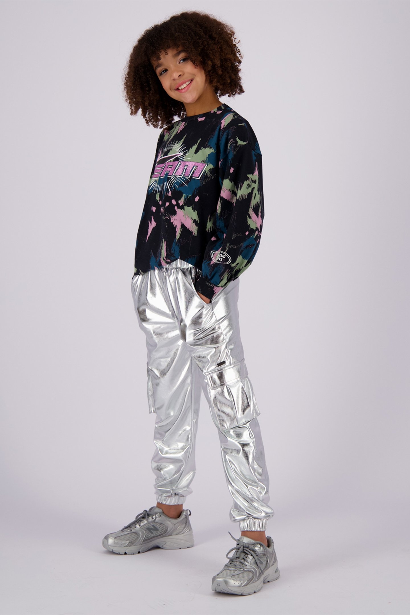 GIRLS SHYLA PANTS SILVER METALLIC 6