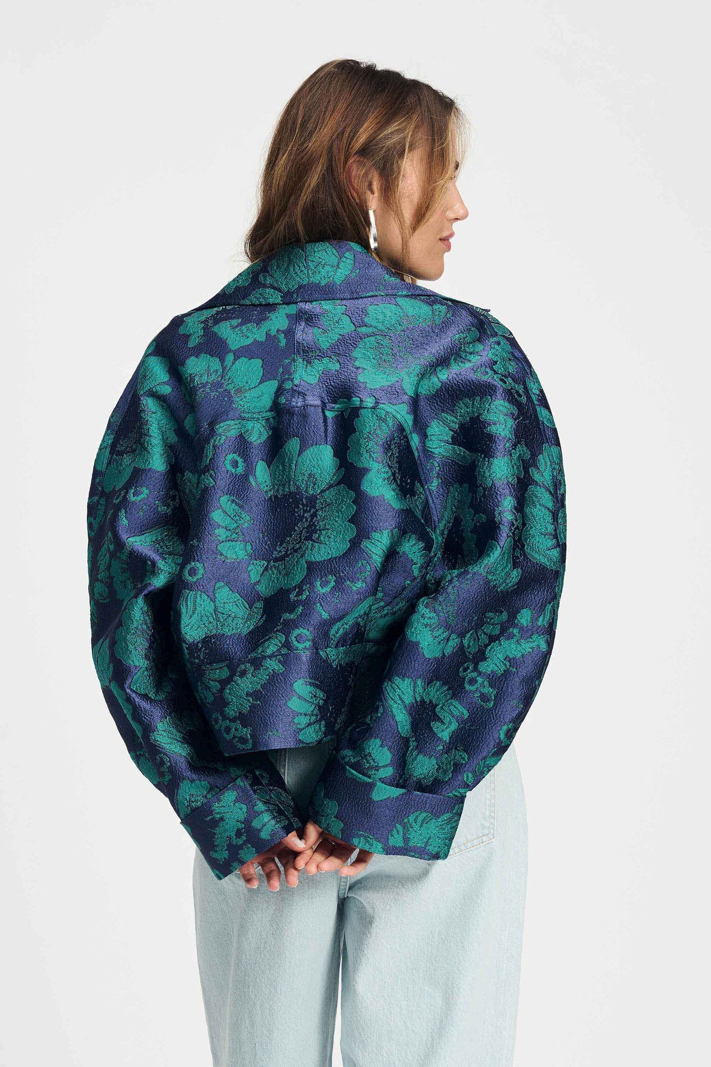 JACKET - FLORAL JACQUARD FRESH BLUE 2