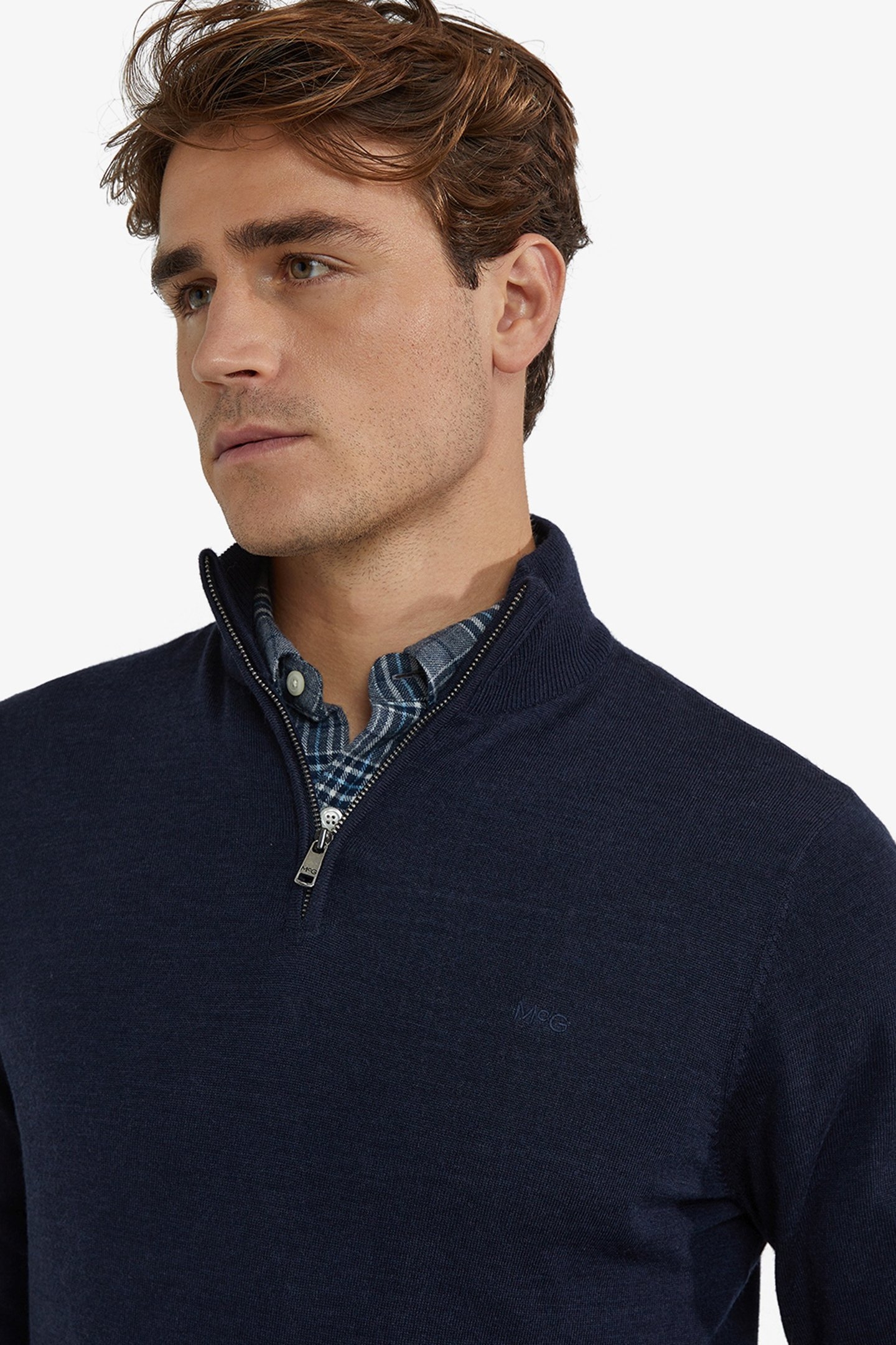 FINE MERINO ZIP MOCK SWEATER NAVY 4