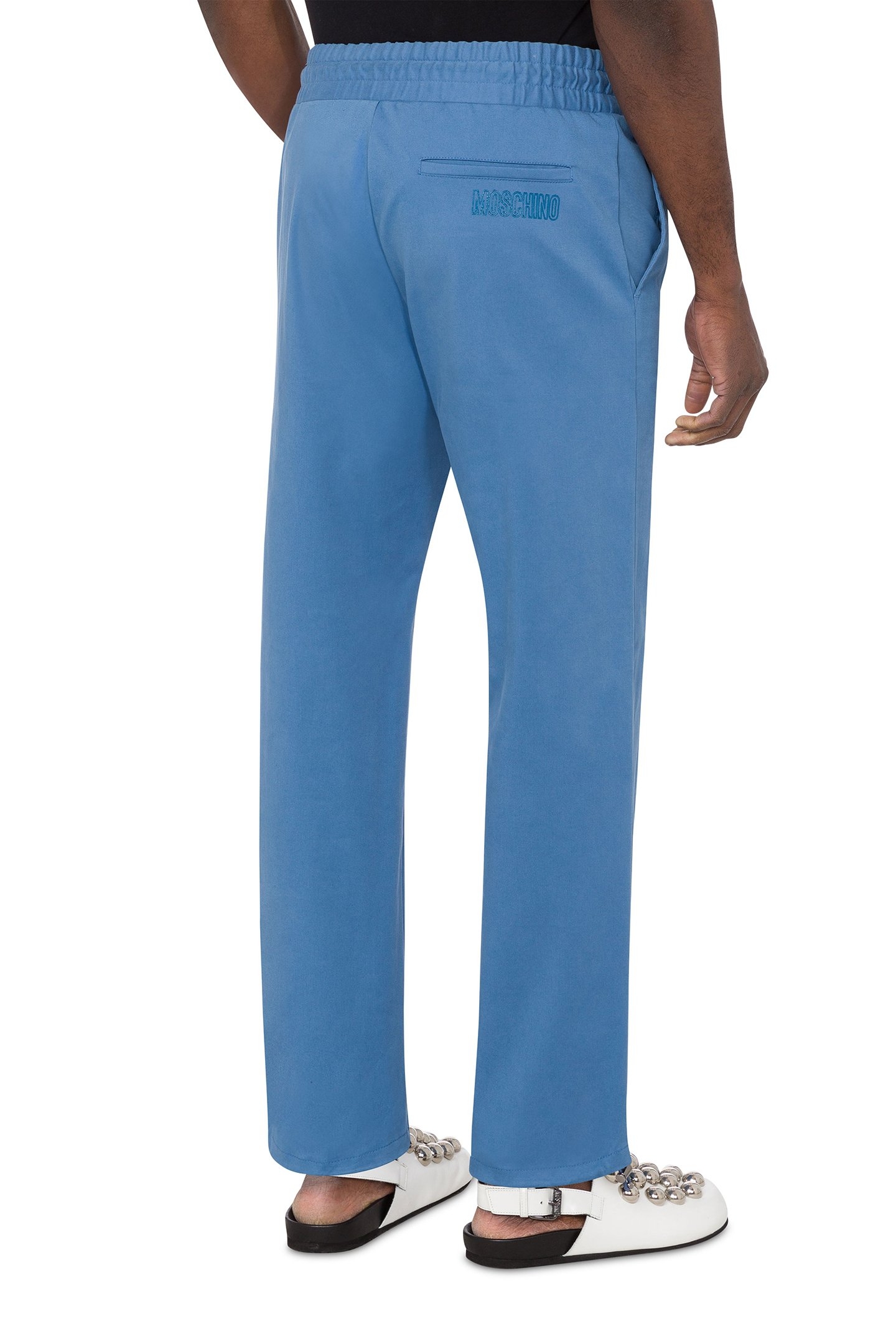 MOSCHINO OUTLINE STRETCH GABARDINE TROUSERS BLUE 2