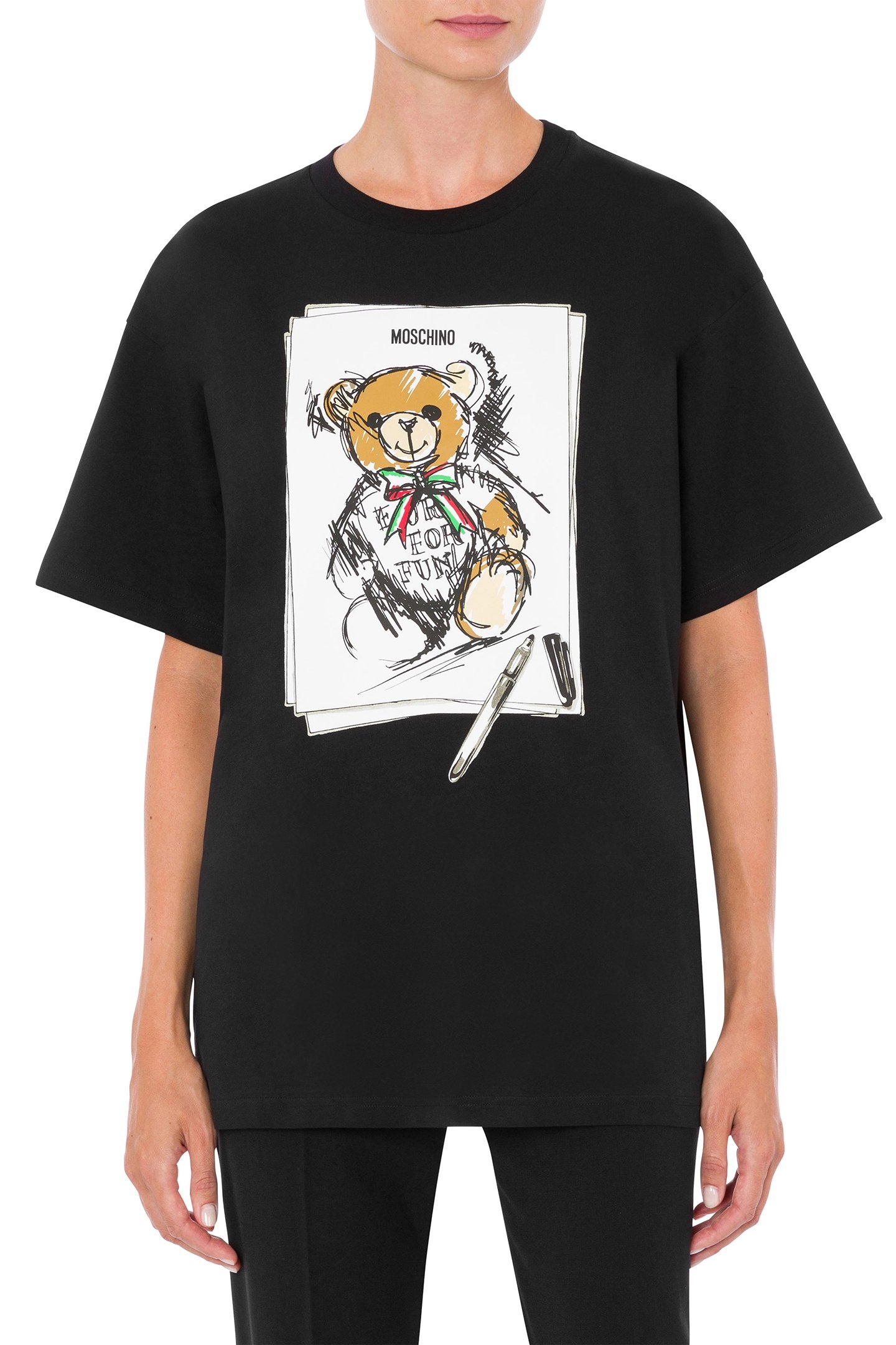 MOSCHINO TEDDY BEAR OVERSIZED T-SHIRT BLACK 1