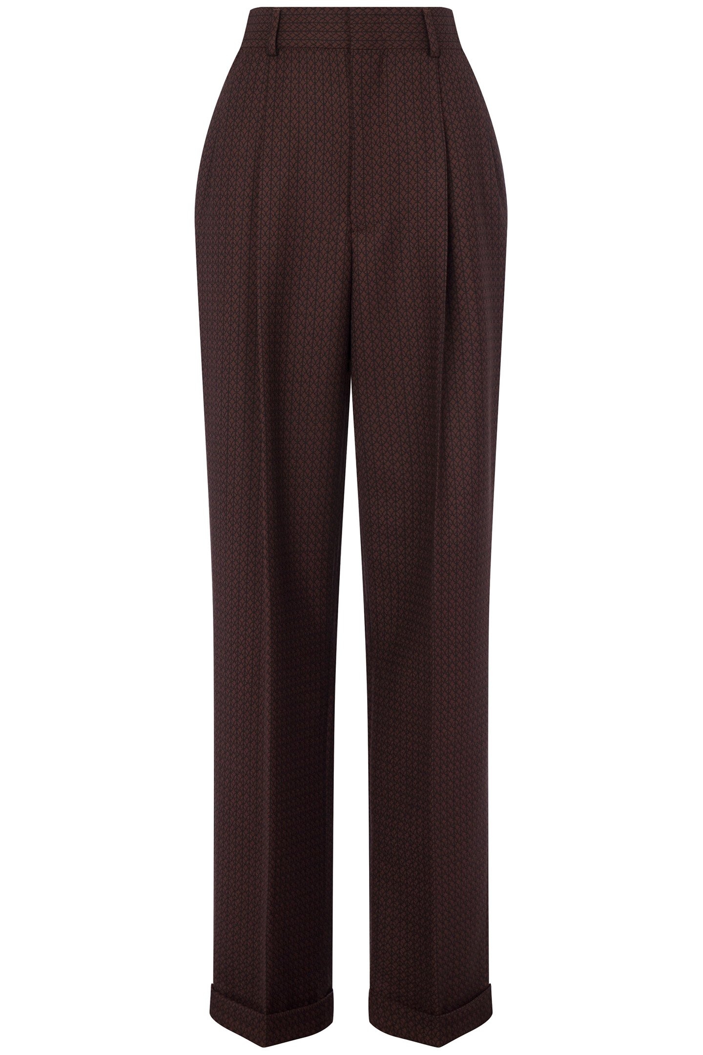 PEACE JACQUARD WOOL TROUSERS BROWN 3