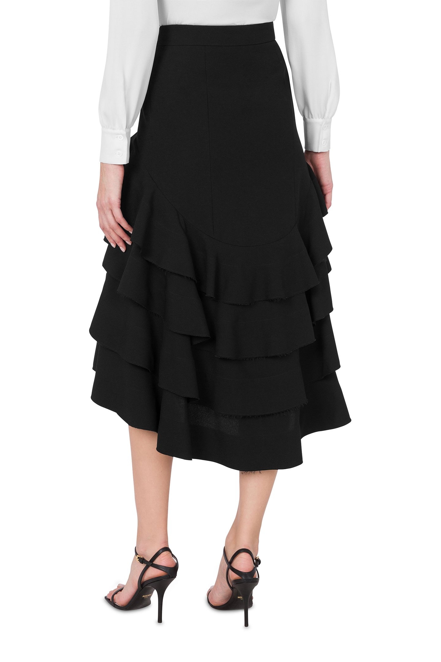 CREPE MIDI SKIRT WITH RUFFLES BLACK 2