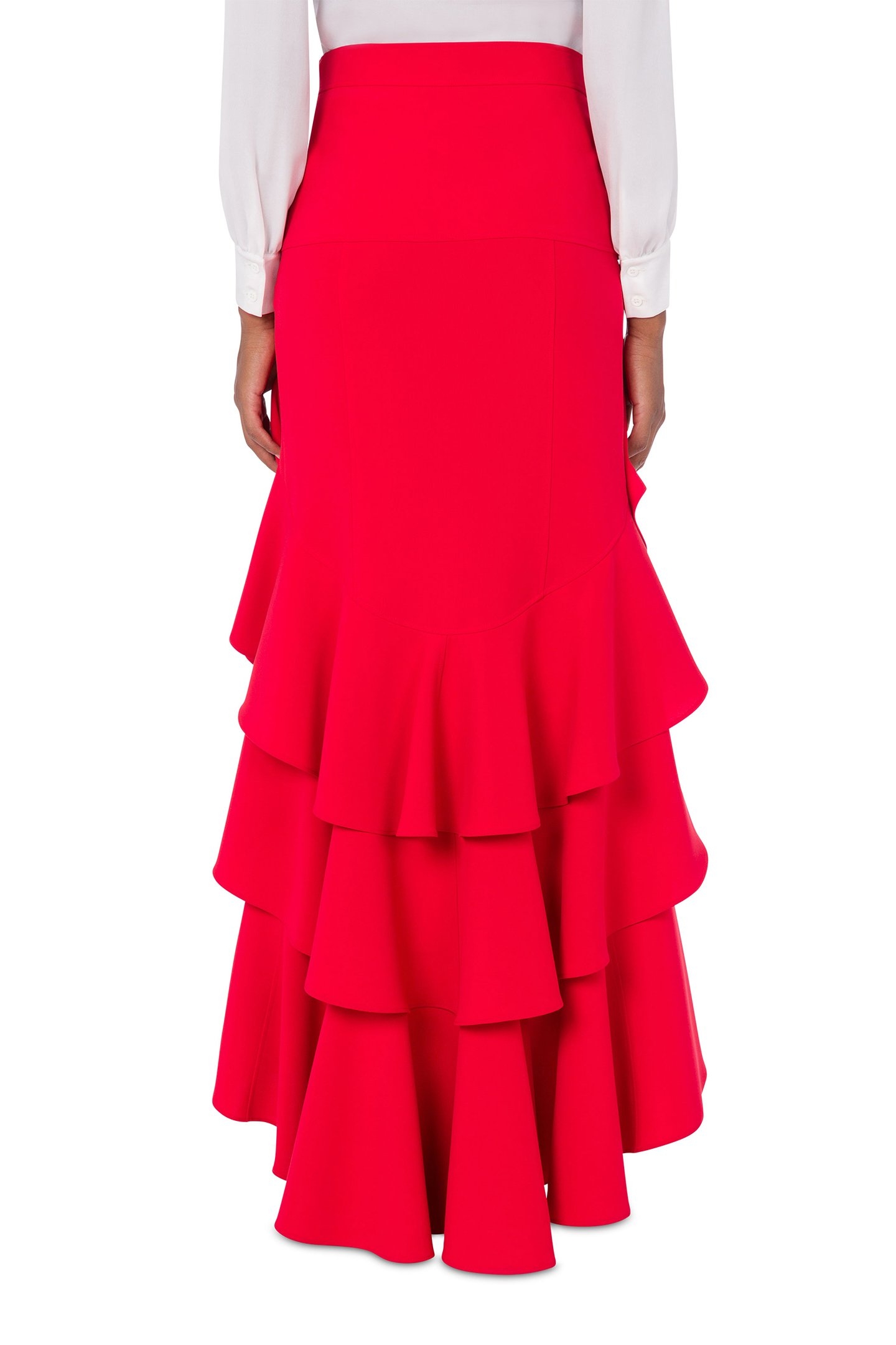 CREPE SKIRT WITH RUFFLES RED 2