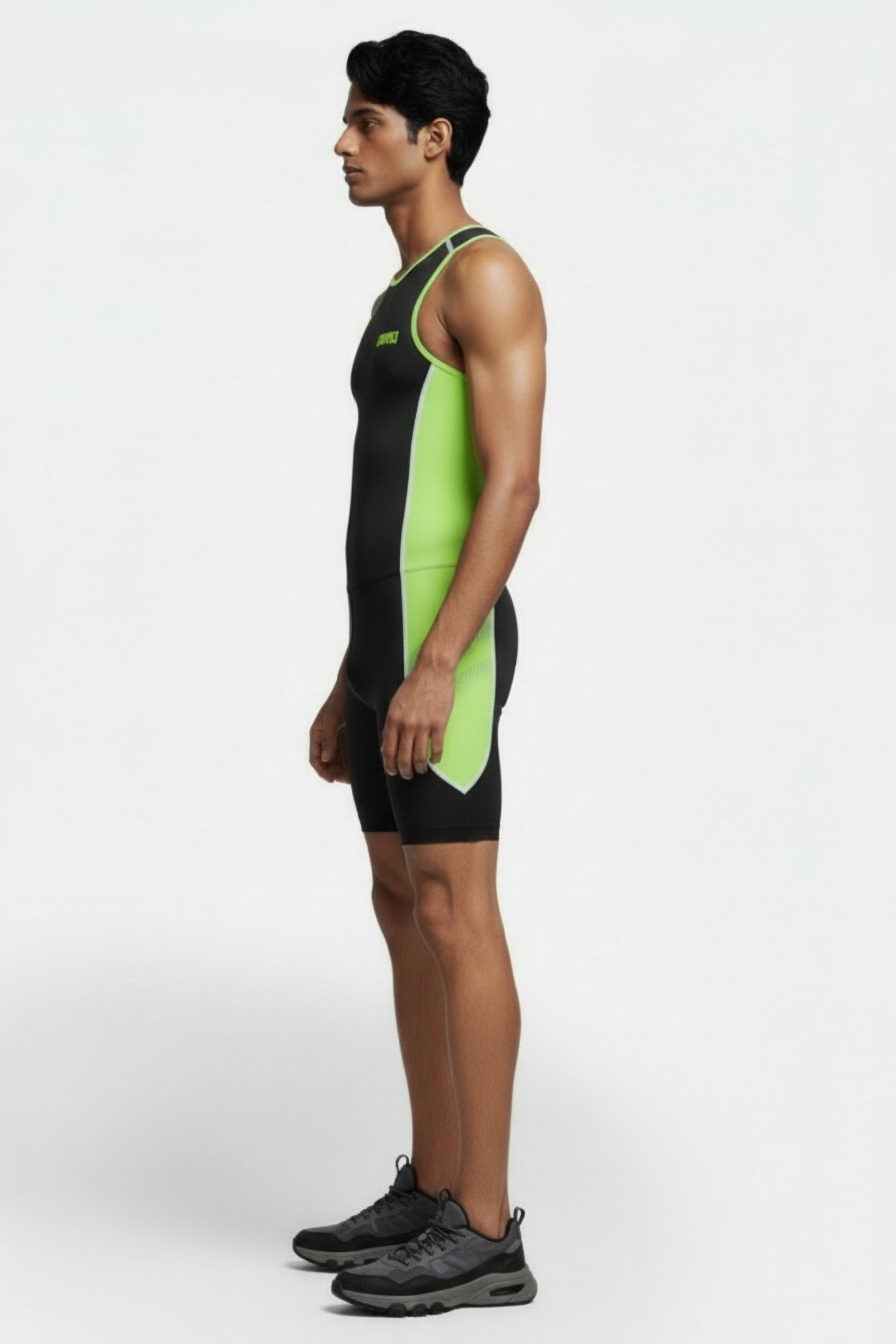 W REAR ZIP TRISUIT ST BLACK,PEA_GREEN 3