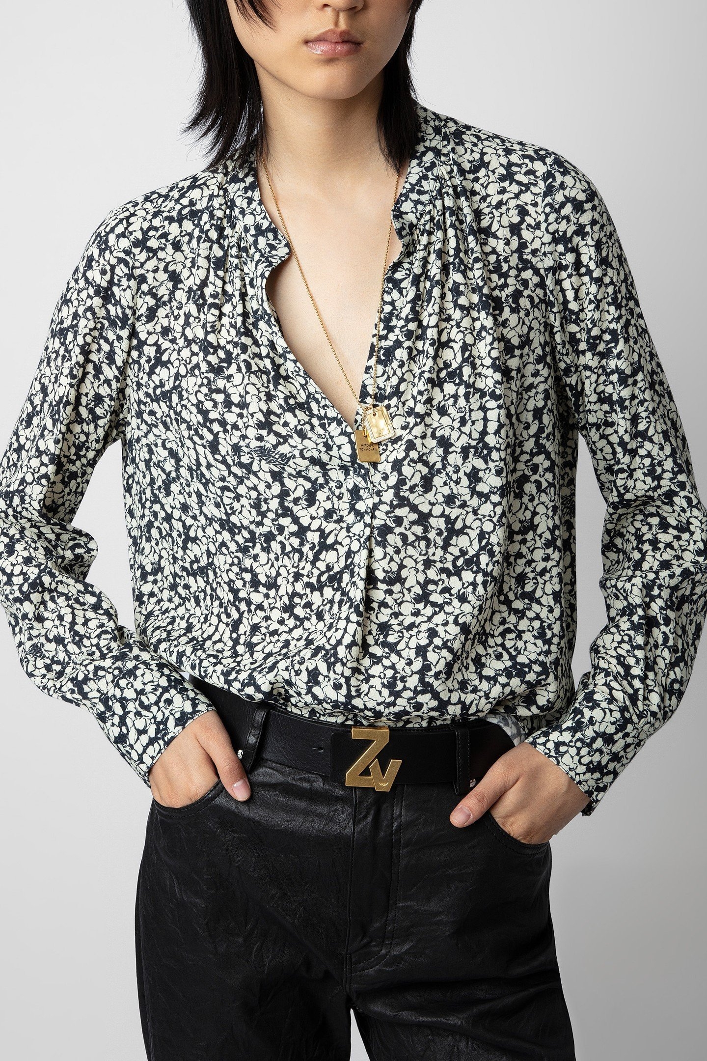 TINK CREPE BICO FLOWERS SHIRT VANILLE 1