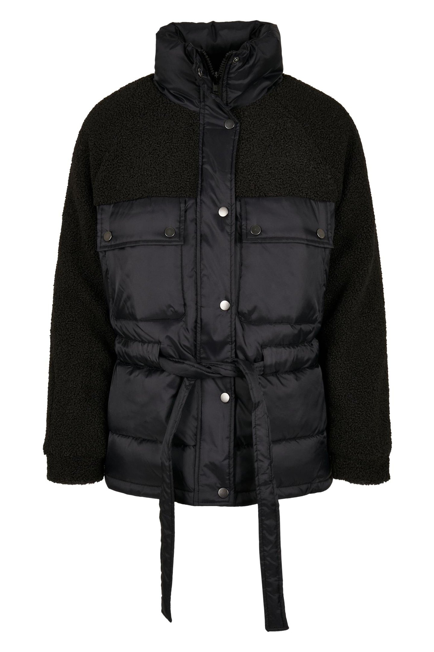 SHERPA MIX PUFFER JACKET BLACK 1