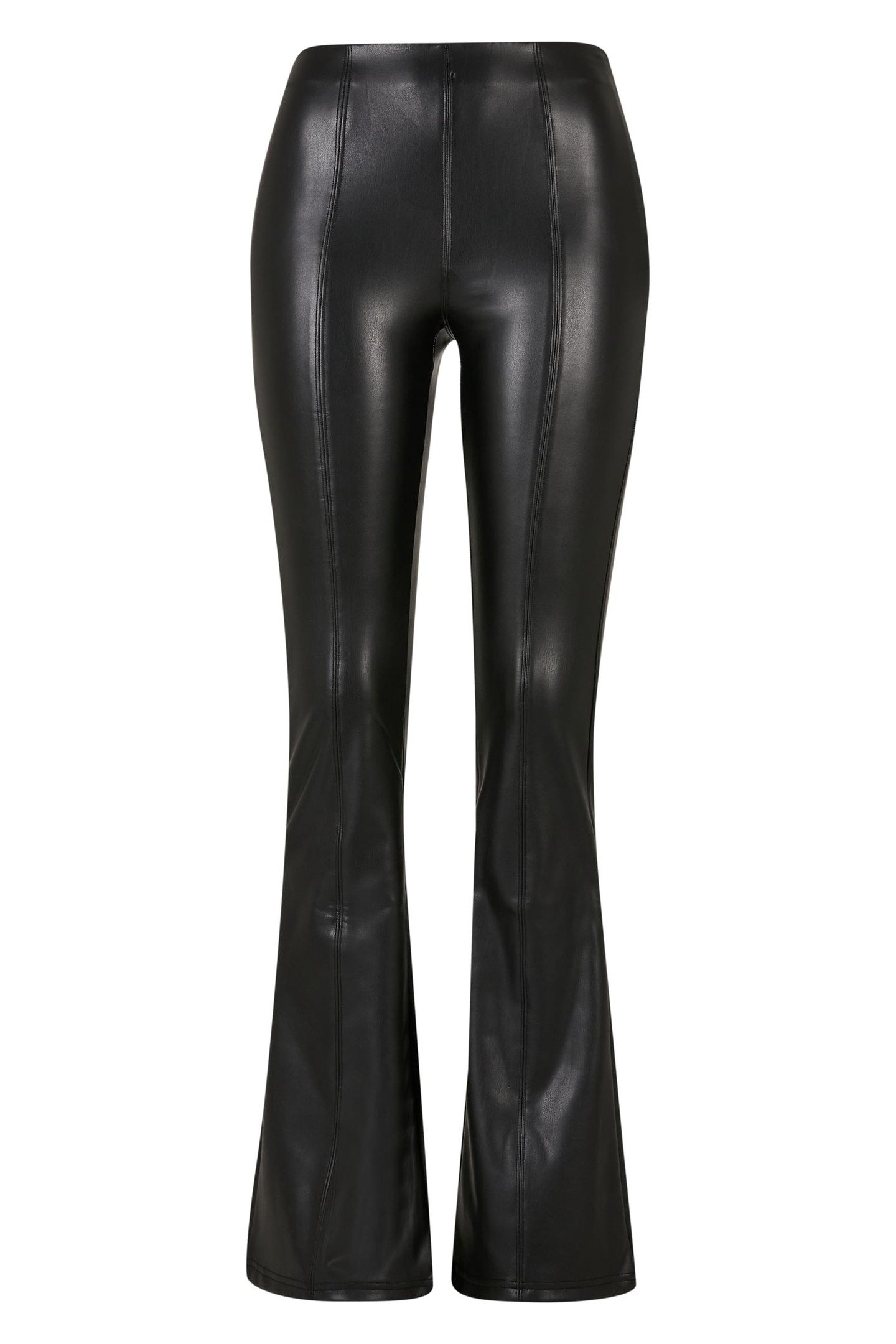 SYNTHETIC LEATHER FLARED PANTS BLACK 1