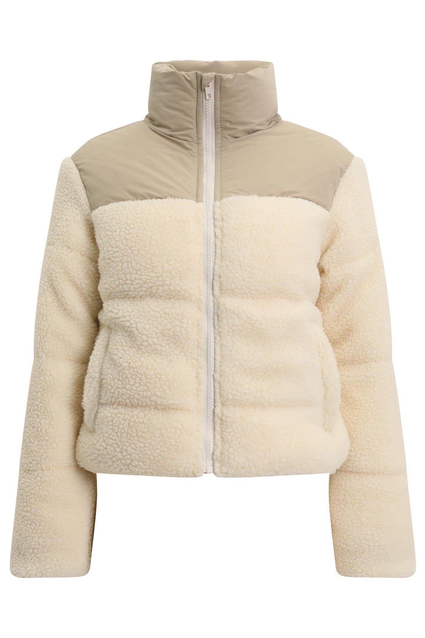 SHORT SHERPA MIX PUFFER JACKET WET SAND/SAND 1