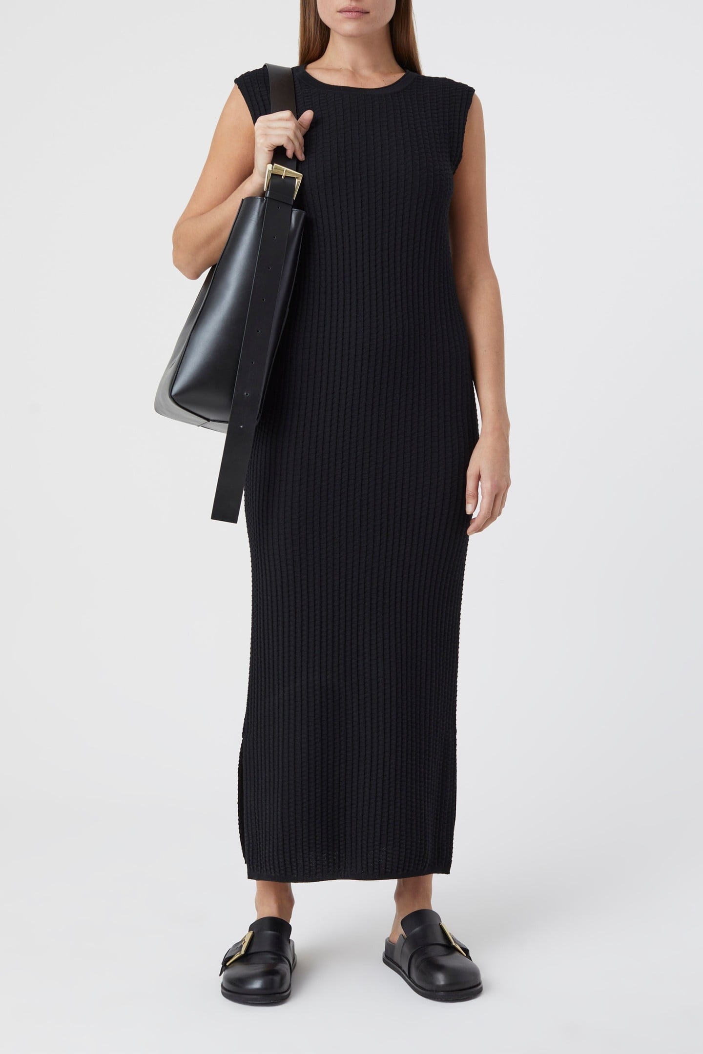 KNIT DRESS SLEEVELESS DRESSES BLACK 2