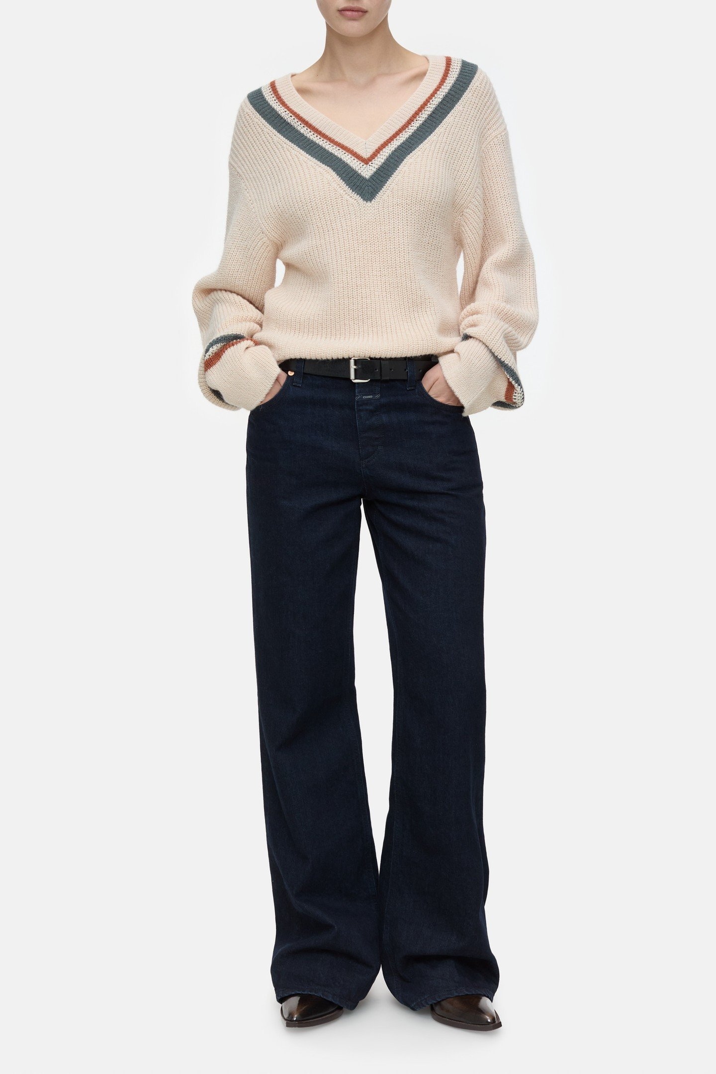 DEEP V-NECK KNITS ALBICOCCA 2