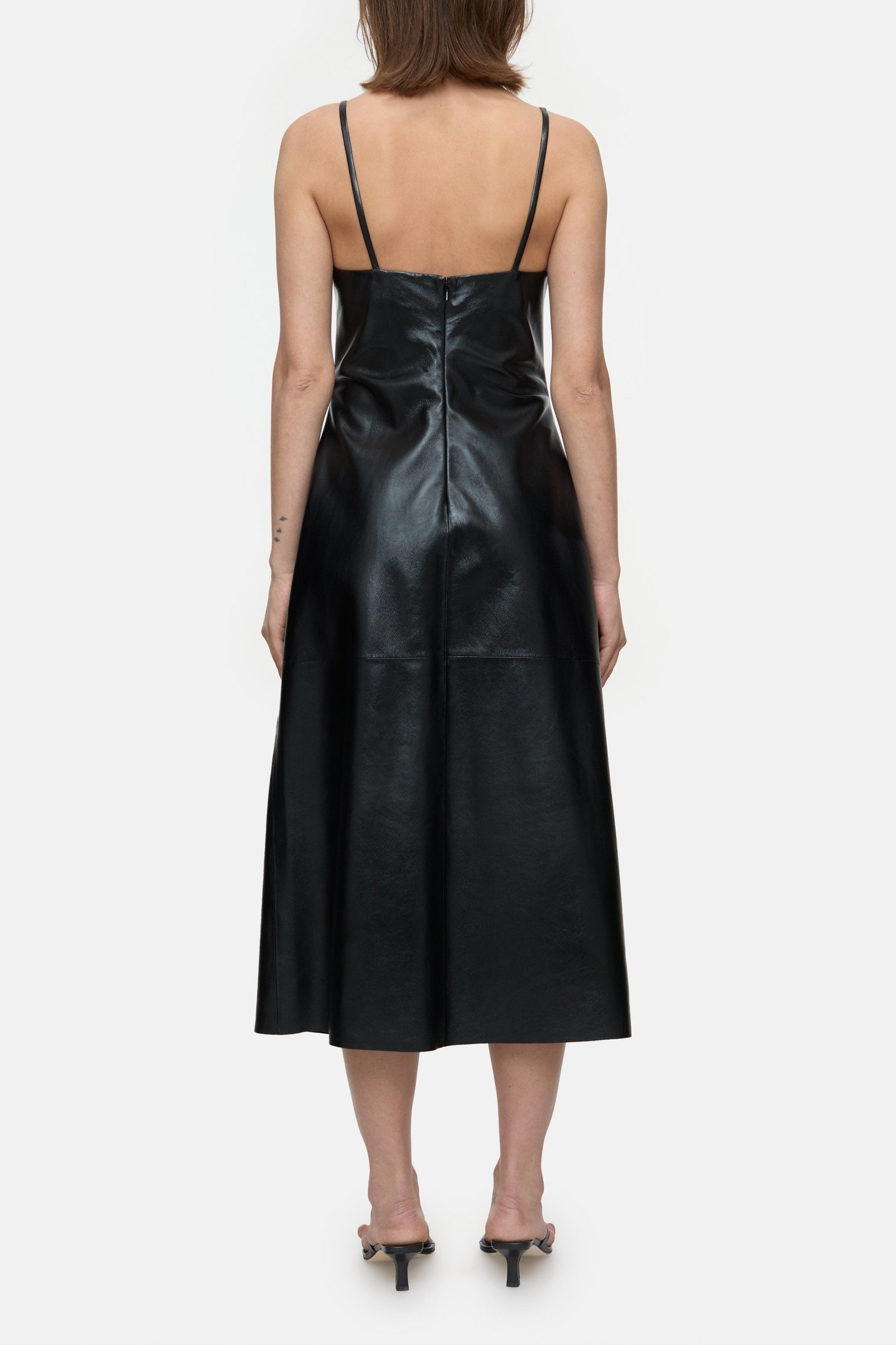 LEATHER SLIP DRESS BLACK 2
