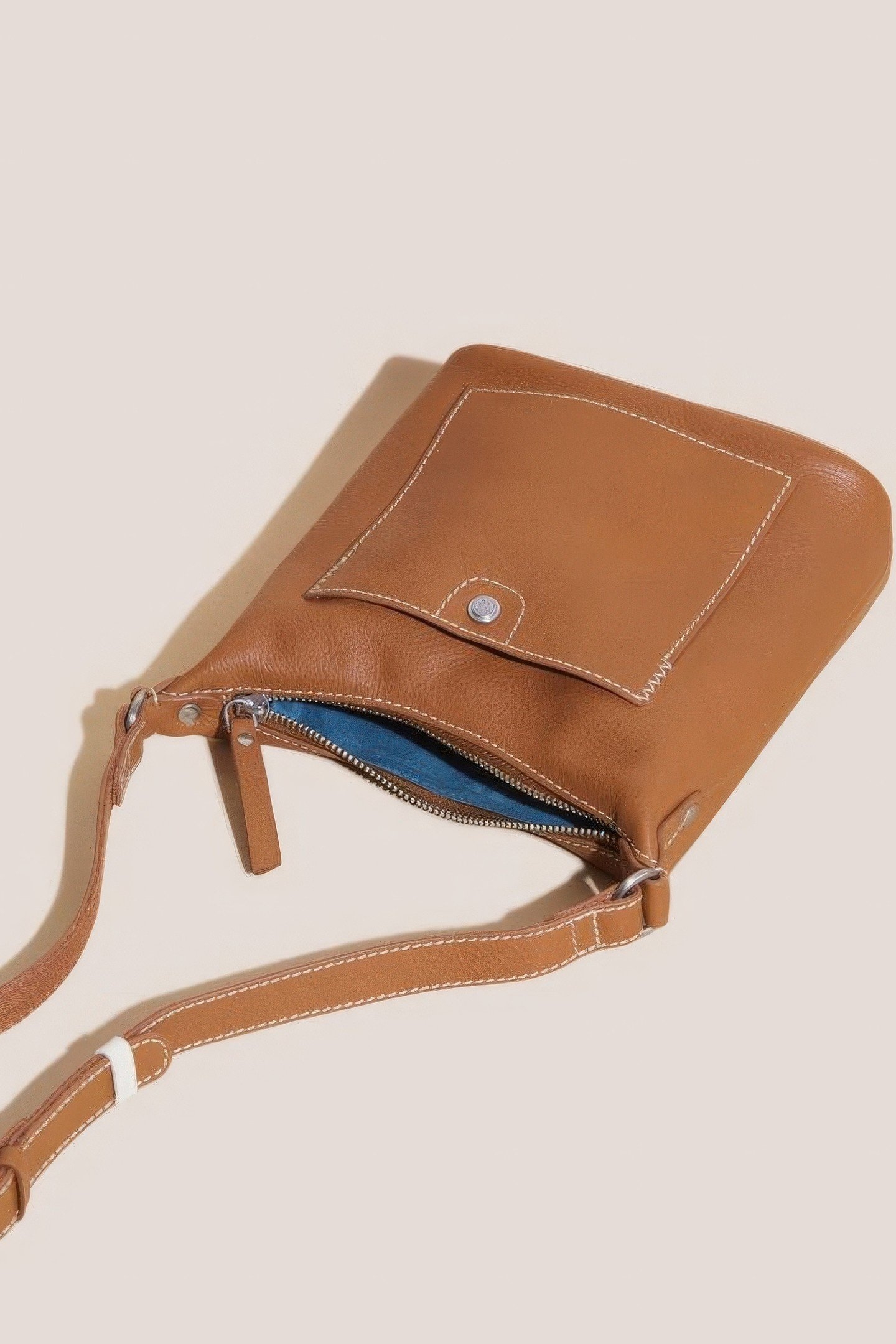 MINI FERN LEATHER CROSSBODY MID TAN 3