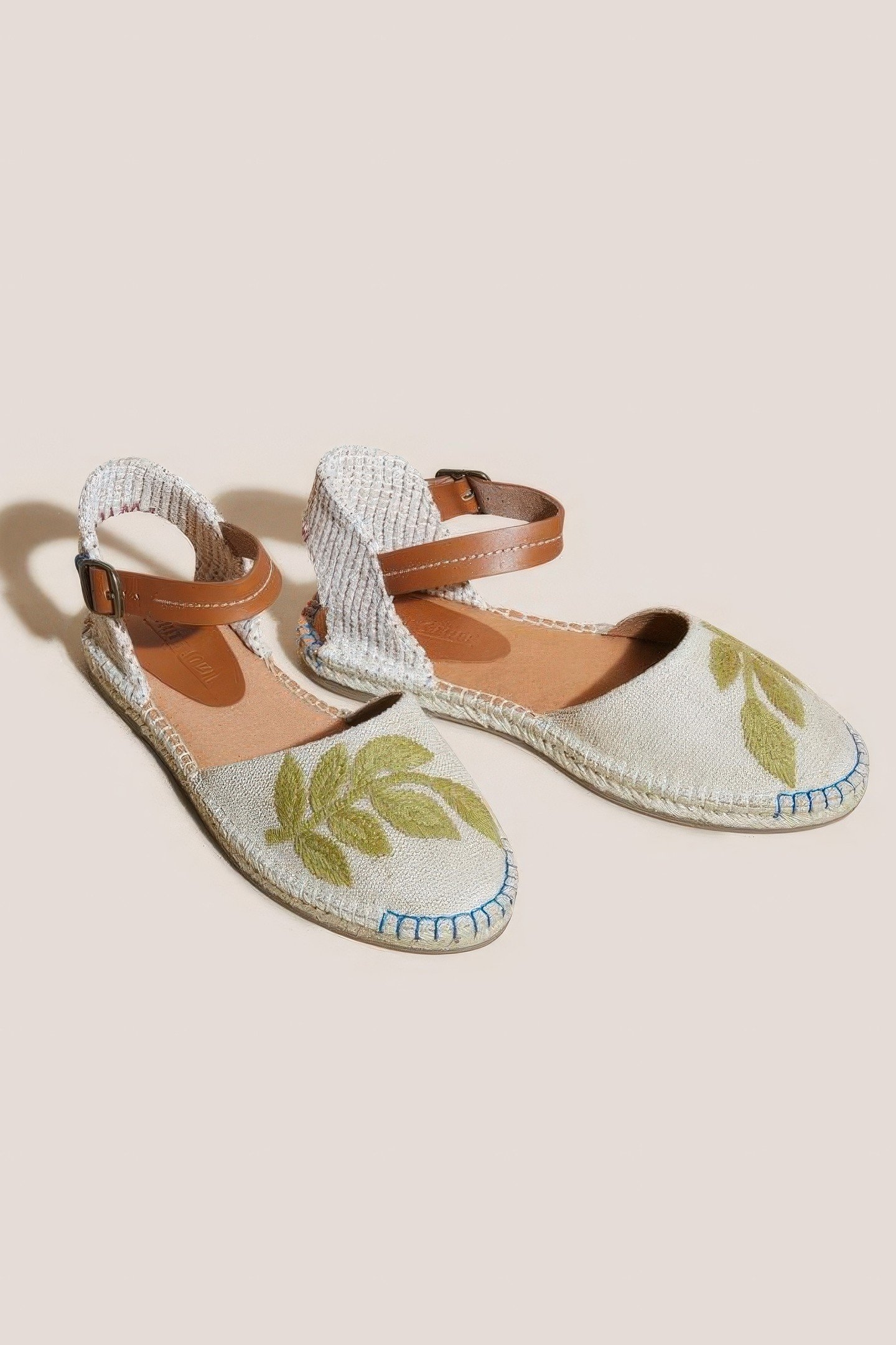 LEAF TWO PART FLAT ESPADRILLE NATURAL MULTI 3