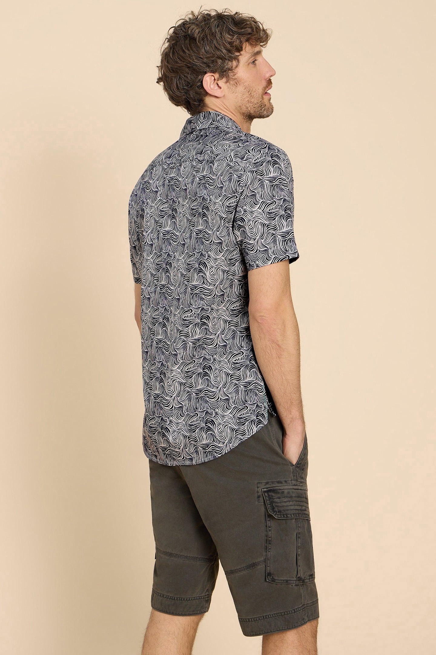 WAVES PRINTED SS SHIRT NAVY PRINT 5