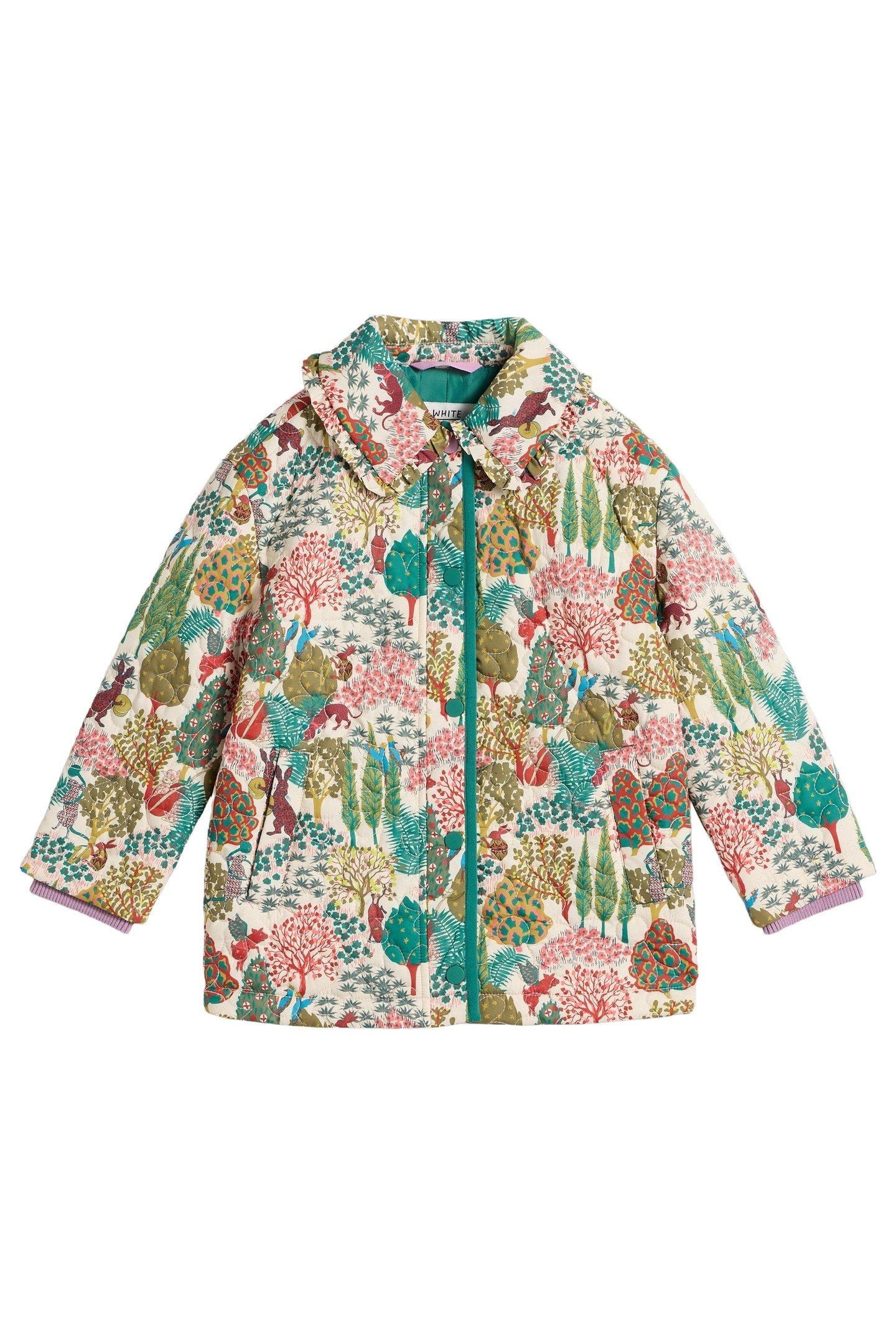 WOODLAND PRINT QUILTED COAT NATURAL MULTI 1