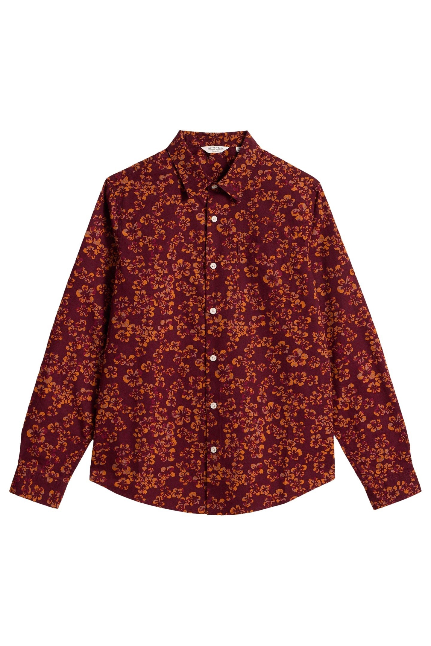 AUTUMN FLORAL PRINT LS SHIRT DEEP RED 1