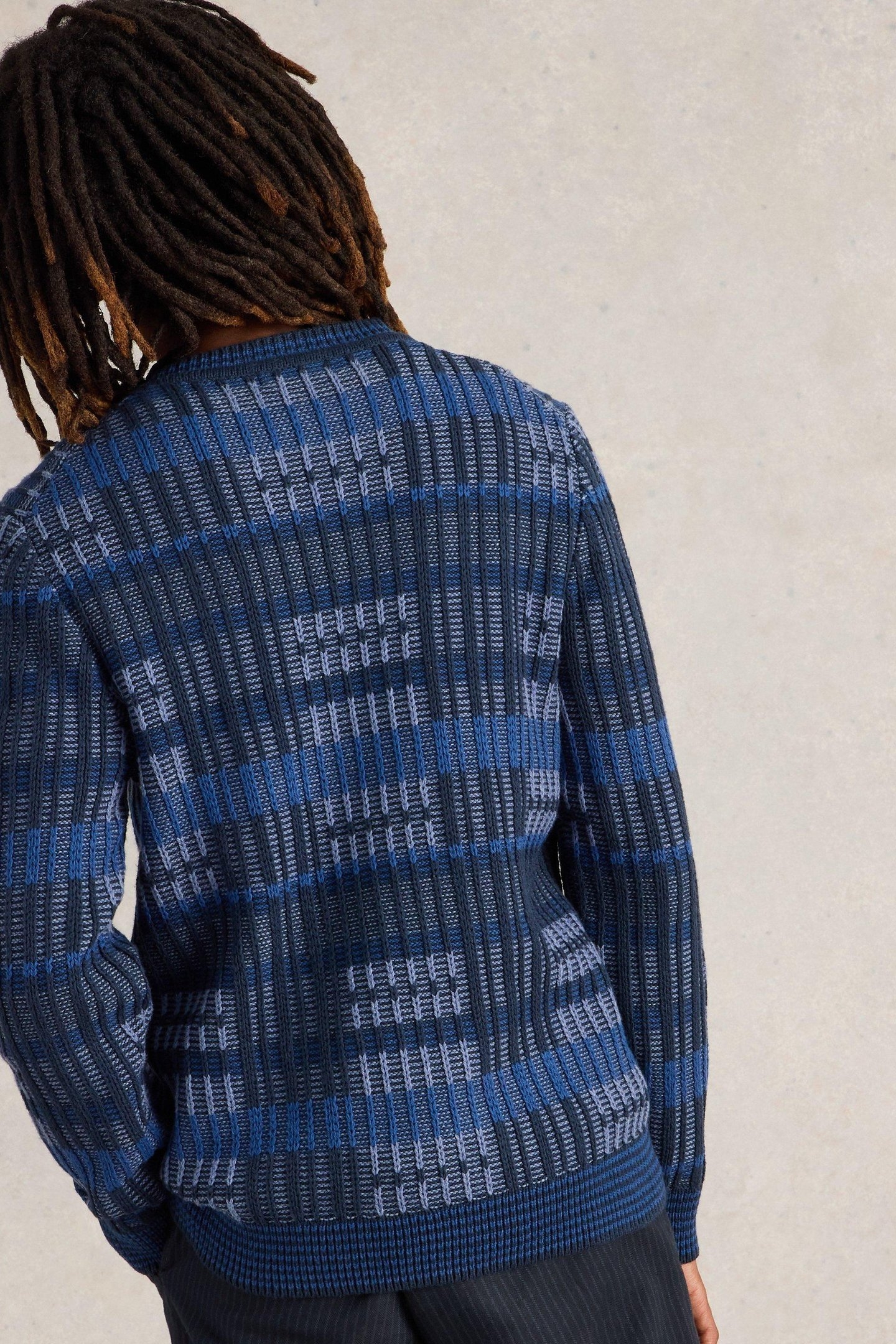 PATCHWORK TEXTURED CREW BLUE MULTI 2