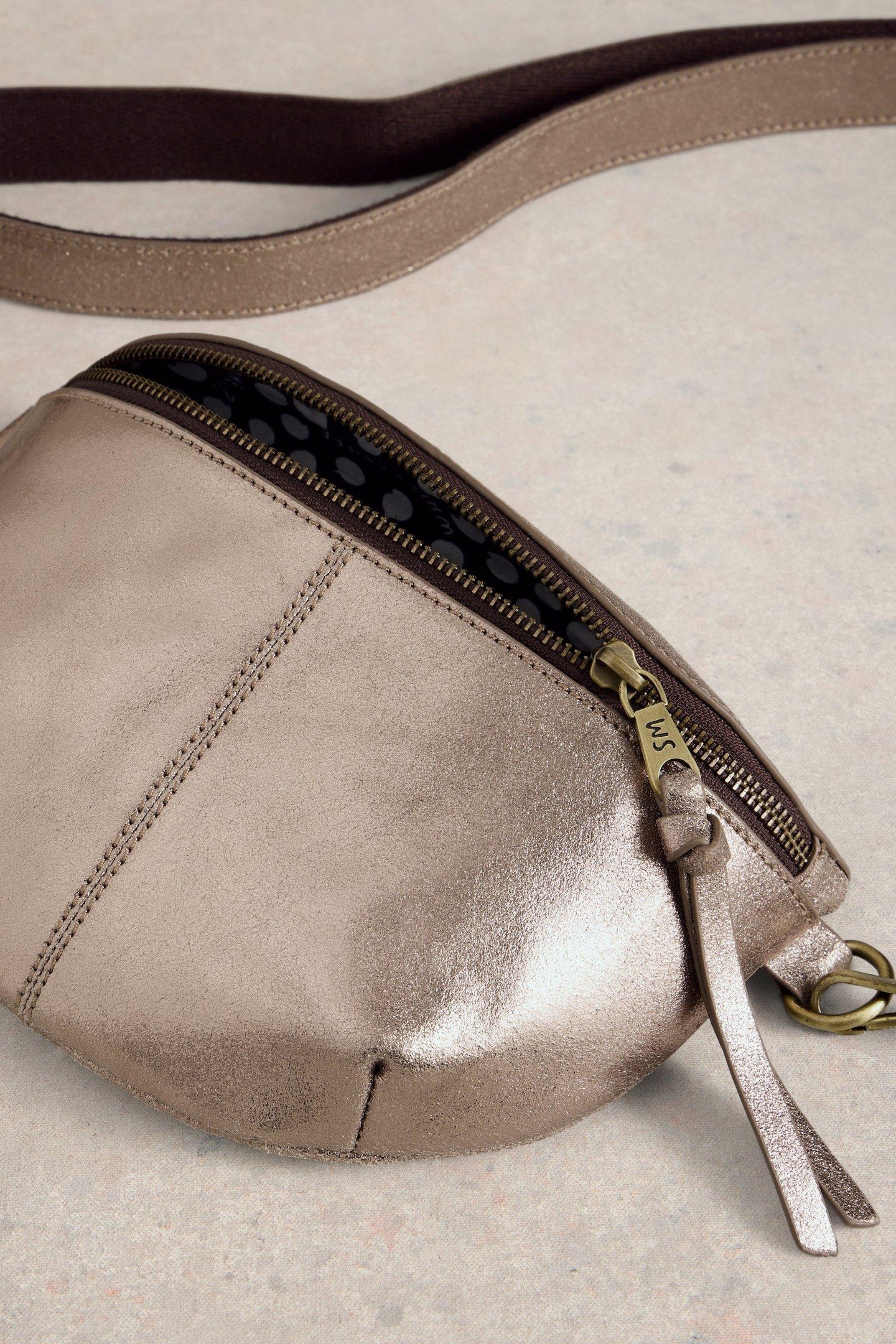 MINI SEBBY LEATHER SLING BAG GOLD TONE METALLIC 1