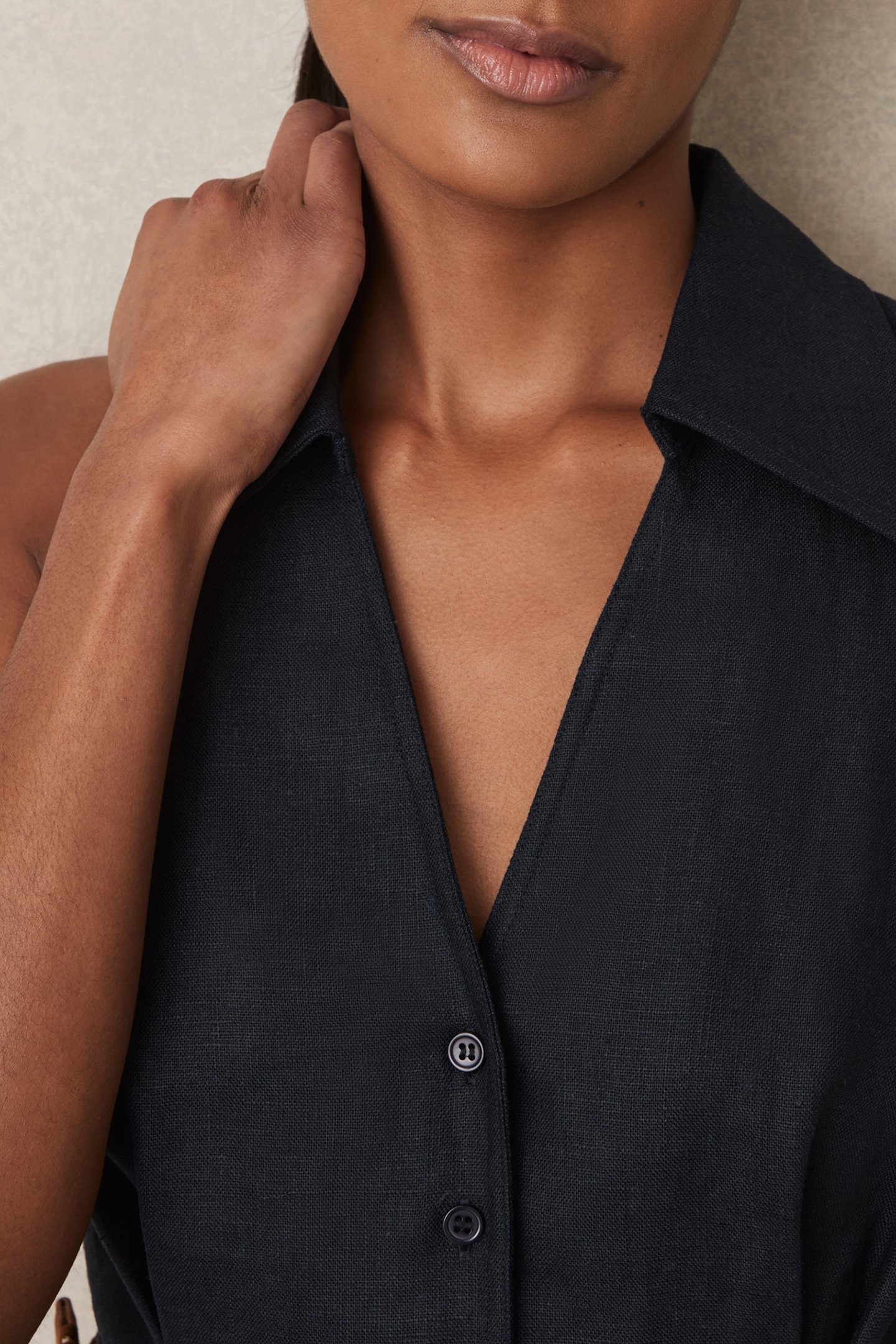 LINEN PLAYSUIT NAVY 5