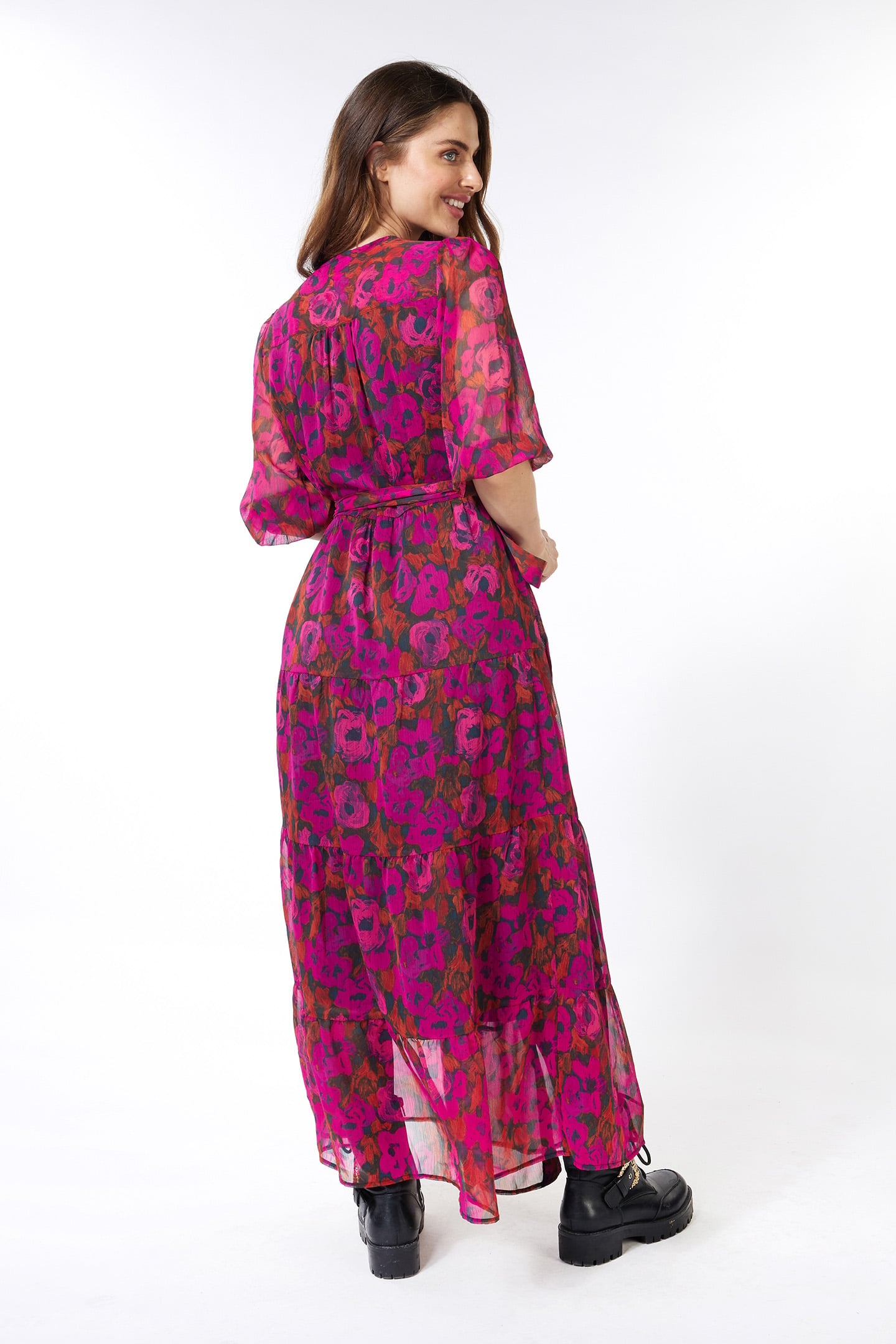 DRESS LONG WRAP OVER FLORAL WILDING PRINT 4
